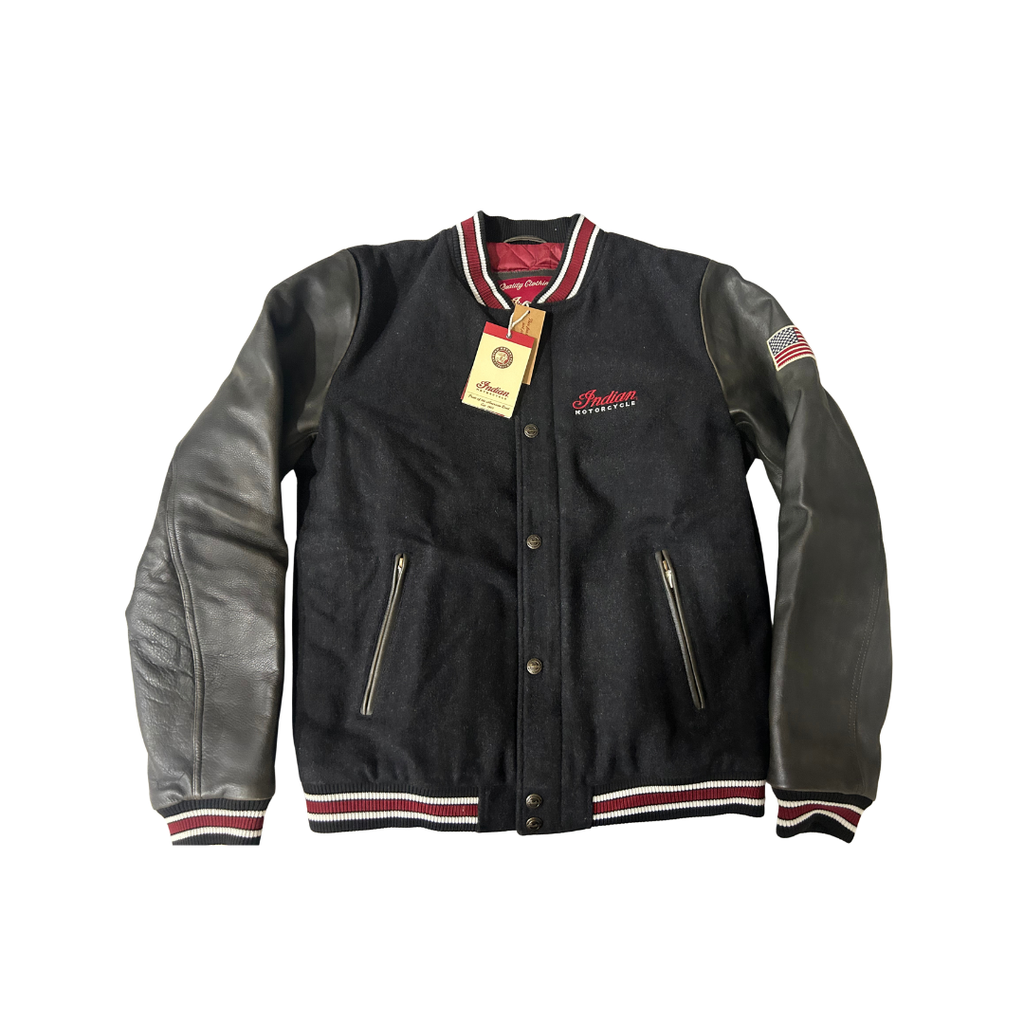 Indian Motorcycle Men’s Varsity Bomber Jacket – Black