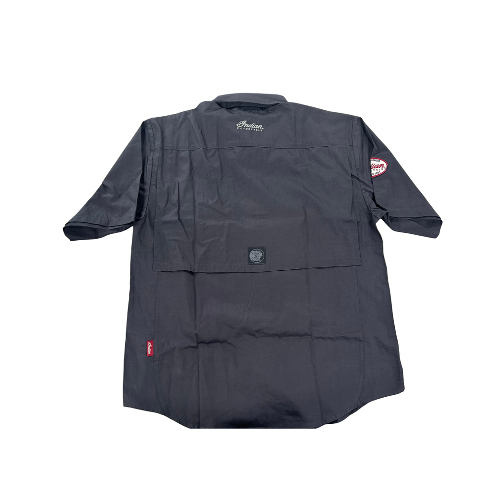 Indian Motorcycle Men’s Vented Short-Sleeve Shirt – Black – Large