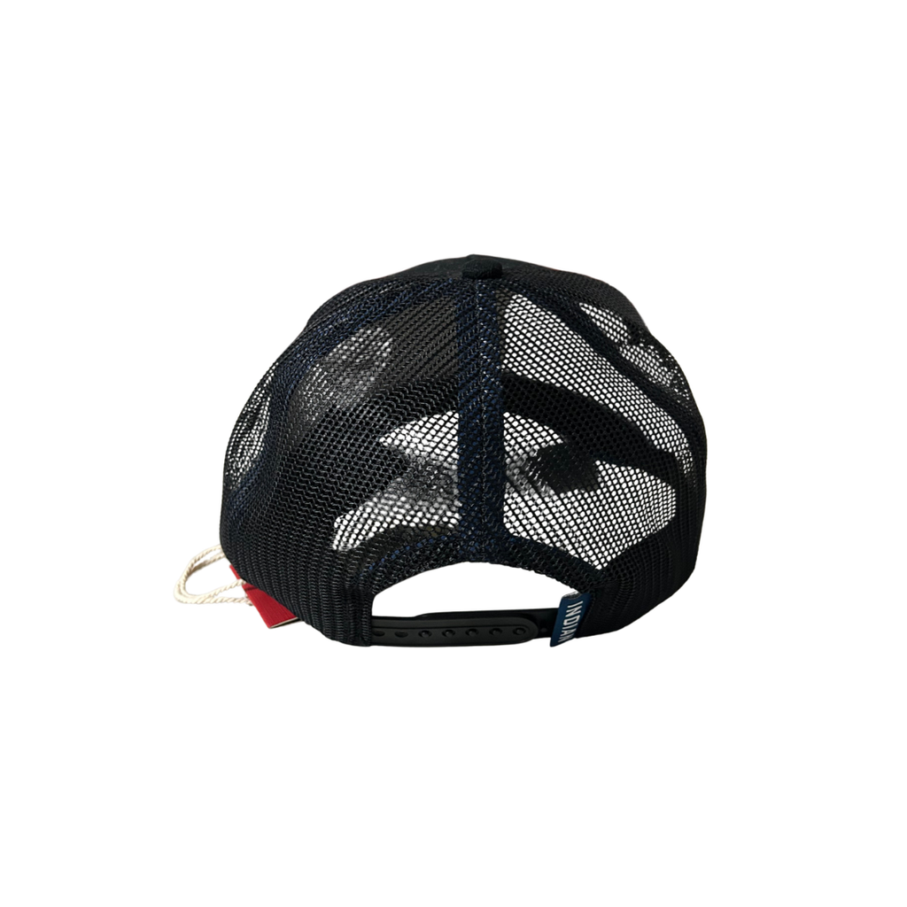 Indian Motorcycle Racing Trucker Hat Black Blue