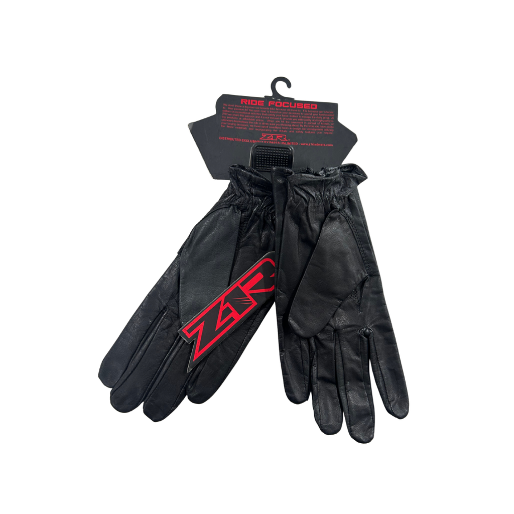 Z1R Women’s 7mm Leather Motorcycle Gloves – Black | XS