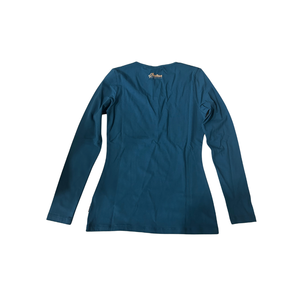 Indian Motorcycle Women’s Copper Stud Long Sleeve Tee – Teal