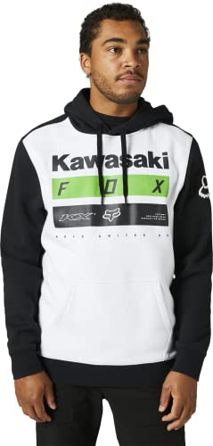 Fox Racing Men's Standard Kawasaki Pullover Fleece, Black/White, Large