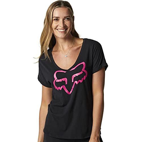 Fox Racing Women's Boundary Short Sleeve TOP, Black/Pink, Small