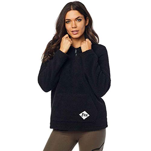 Fox Junior's ROAD RAIDER SHERPA 1/4 ZIP PULLOVER HOODED SWEATSHIRT, black, XS