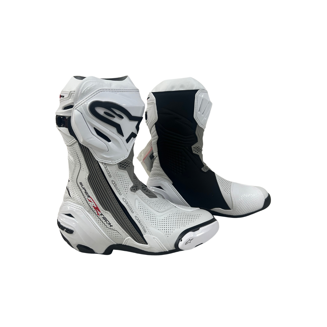 Alpinestars Supertech R Vented Motorcycle Boots - White/Mid Gray/Black | 8/42