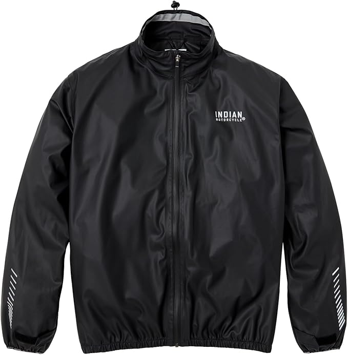 Indian Motorcycle Unisex Rain Suit Jacket, Black - XXXS/XXS | 286167601