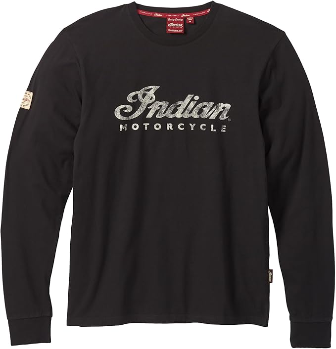 Indian Motorcycle Men's Long Sleeve Script Logo T-Shirt, Black | 5XL