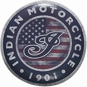 Indian Motorcycle USA Flag Logo Metal Sign