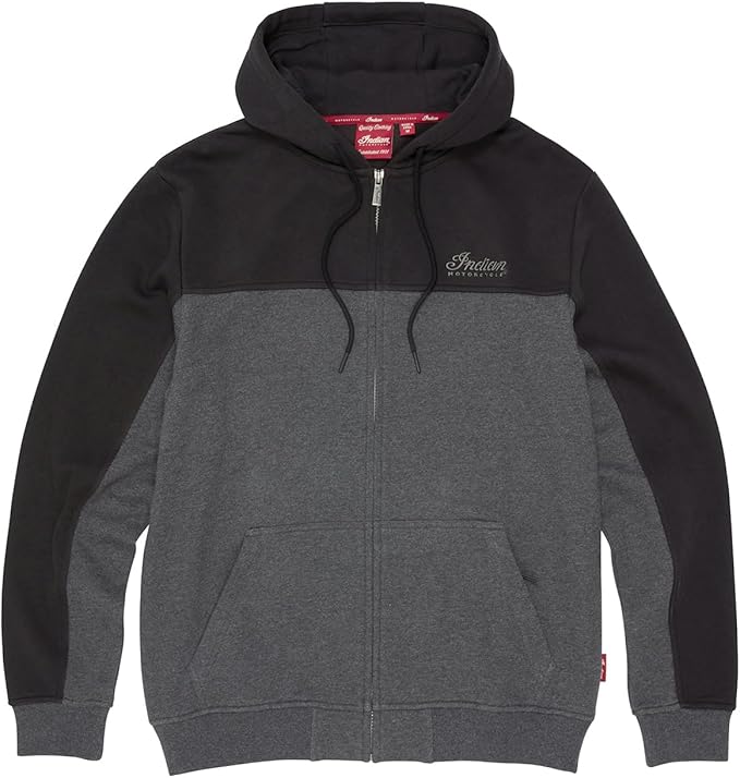 Indian Motorcycle Men's Colorblock Script Hoodie, Gray, Cotton and Polyester, Front and Back Embroidery | 286477803