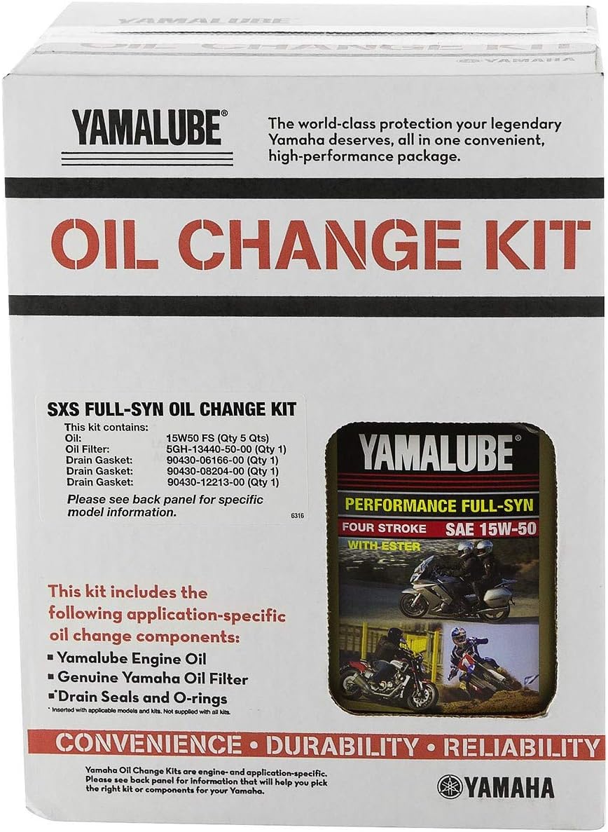 Yamaha Yamalube 15W-50 Full Synthetic Oil Change Kit for YXZ1000R & YXZ1000R SS | LUB-SXSCG-KT-15
