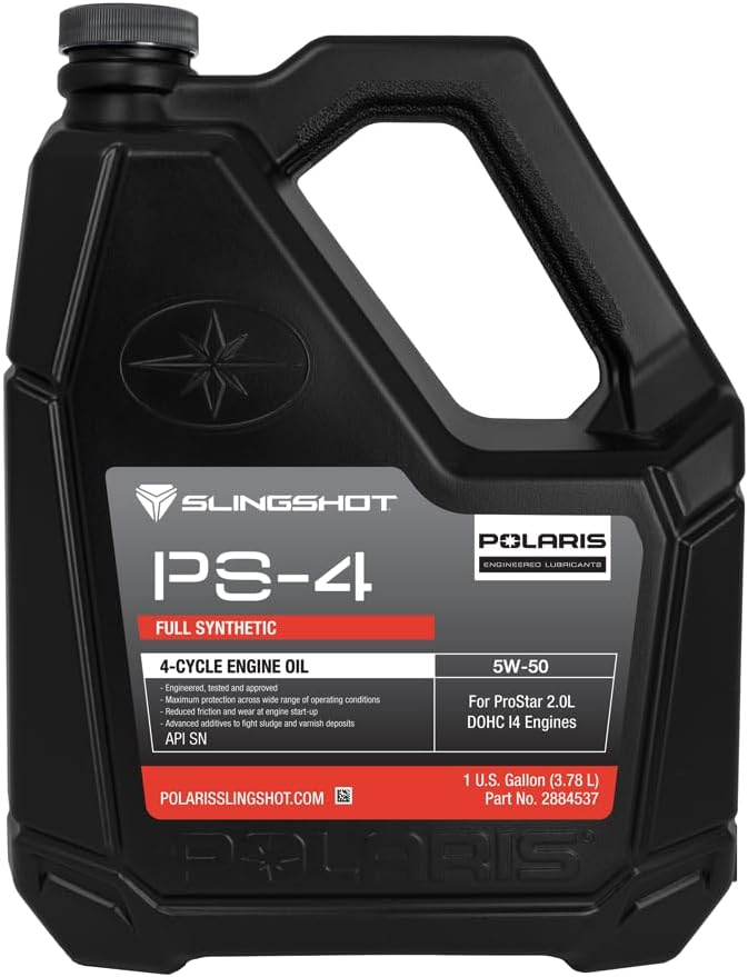 Polaris Slingshot PS-4 Full-Synthetic Oil, 5W-50, All-Season Formula, for 4-Cycle Engines, Anti-Wear Additives, 1 Gallon | 2884537