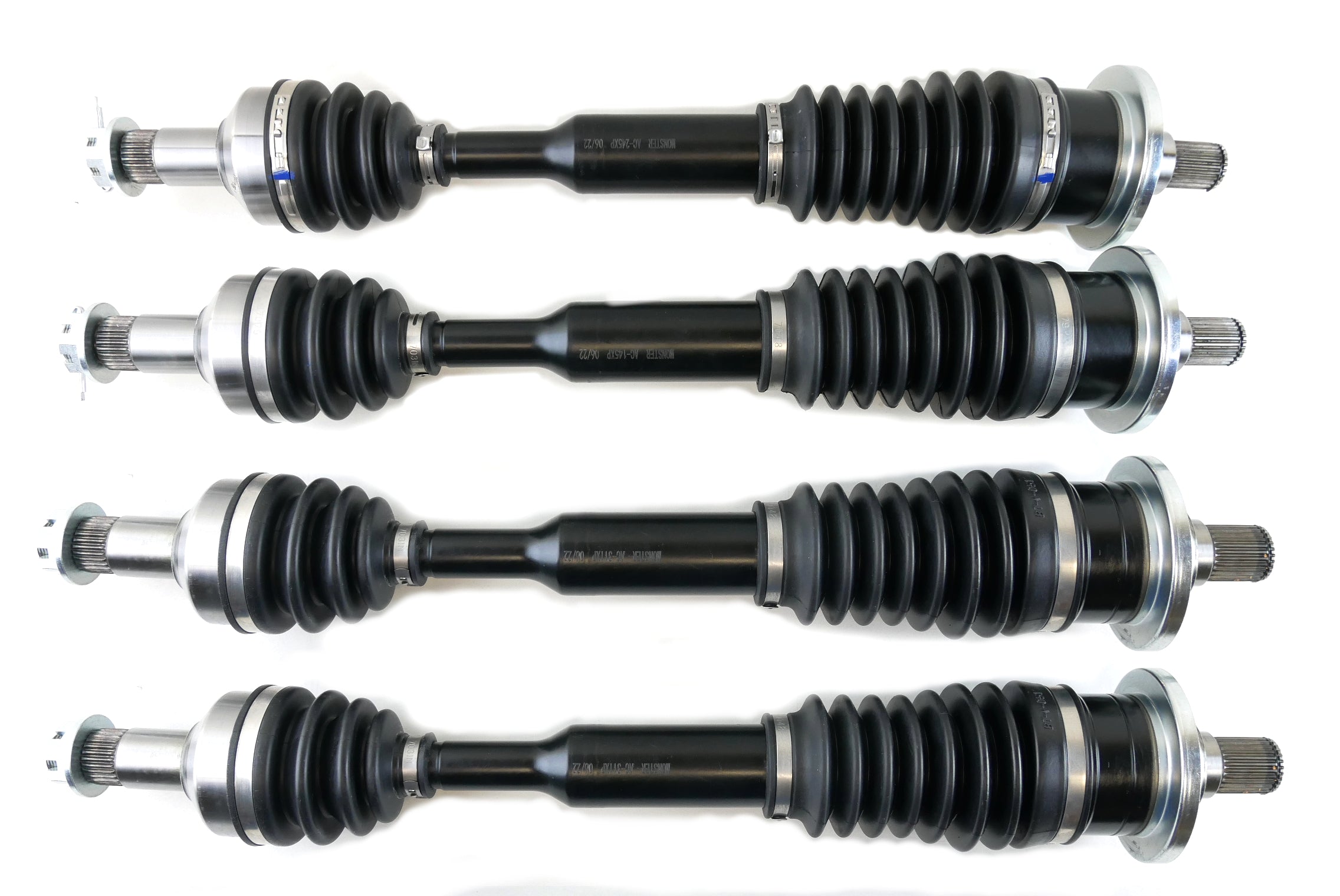 Monster XP Series Full CV Axle Set for Arctic Cat 1502-873, 1502-874, 1502-938, Front & Rear, Telescoping, Built Tough, 4340 Chromoly Steel, Direct Fit, Factory Length with 4" of Travel 1