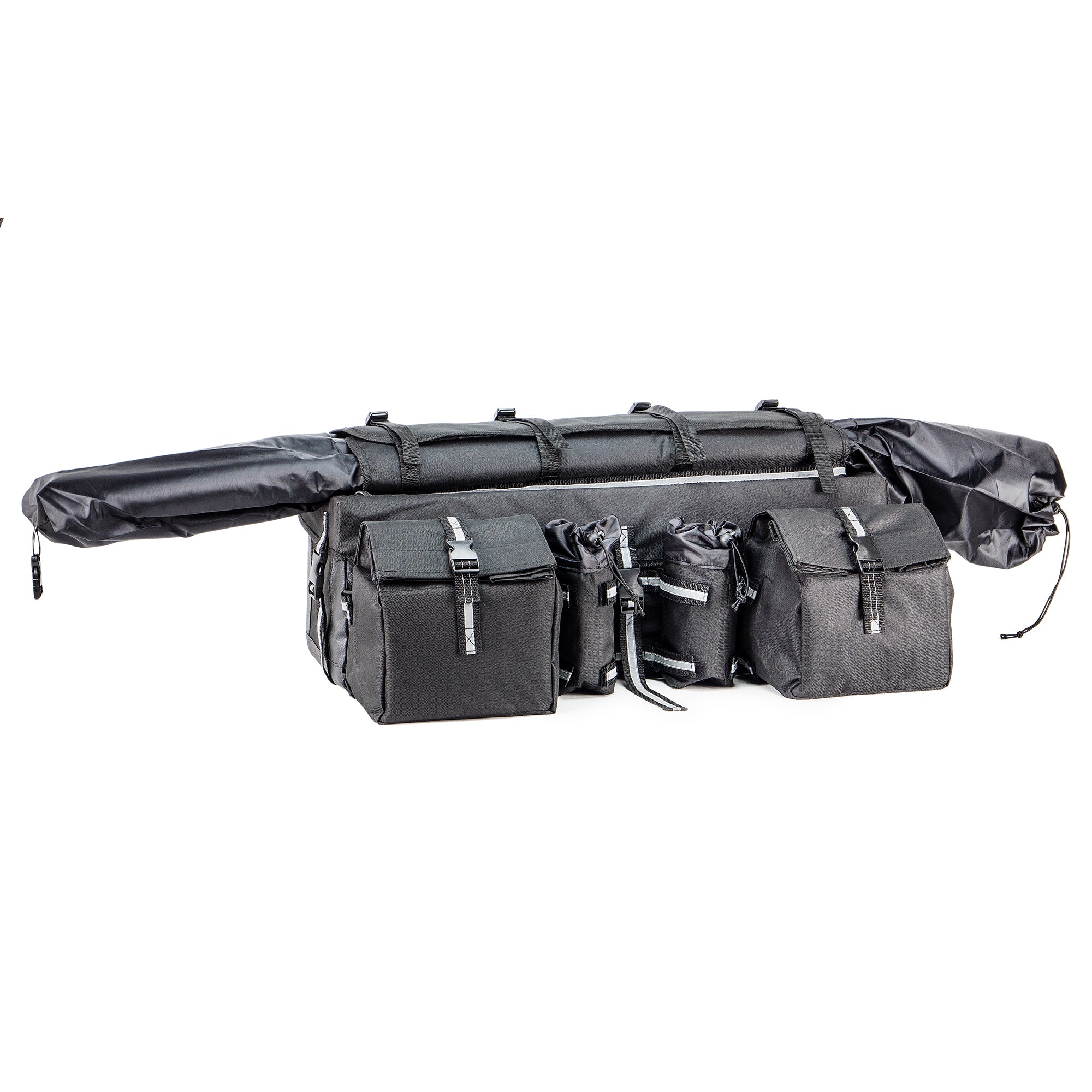 Padded Cargo Set with Saddle Bags for ATV & Snowmobile Black Weather Resistant