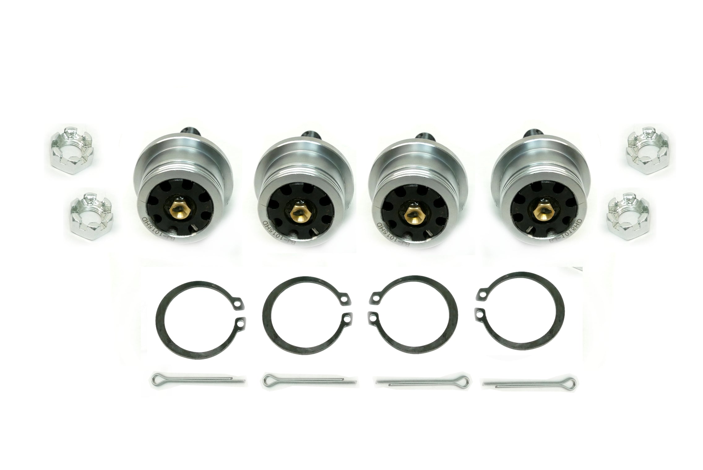 Monster Performance Full Ball Joint Set for Honda 51355-HN0-A01, 51375-HP5-601, Upper & Lower, Heavy Duty, 4340 Chromoly Steel, Greaseable, Low Friction, Adjustable, Chrome Plated, Set of 4 2