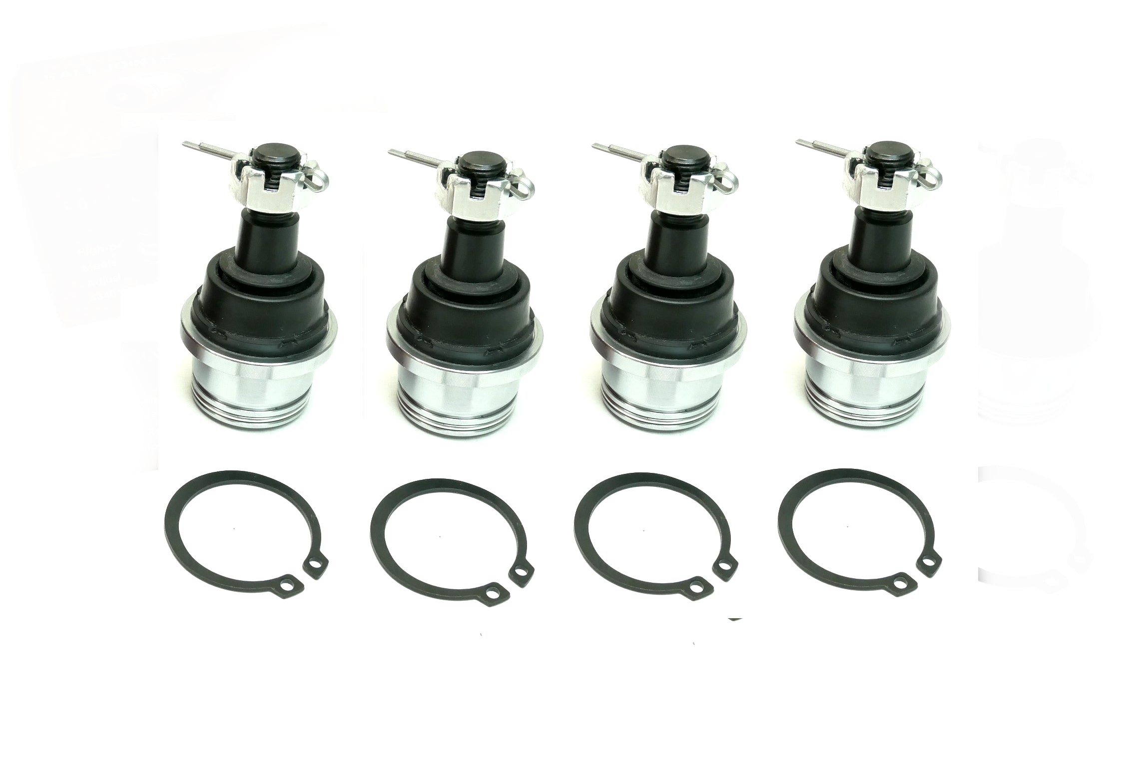Monster Performance Full Ball Joint Set for Honda 51355-HN0-A01, 51375-HP5-601, Upper & Lower, Heavy Duty, 4340 Chromoly Steel, Greaseable, Low Friction, Adjustable, Chrome Plated, Set of 4 3