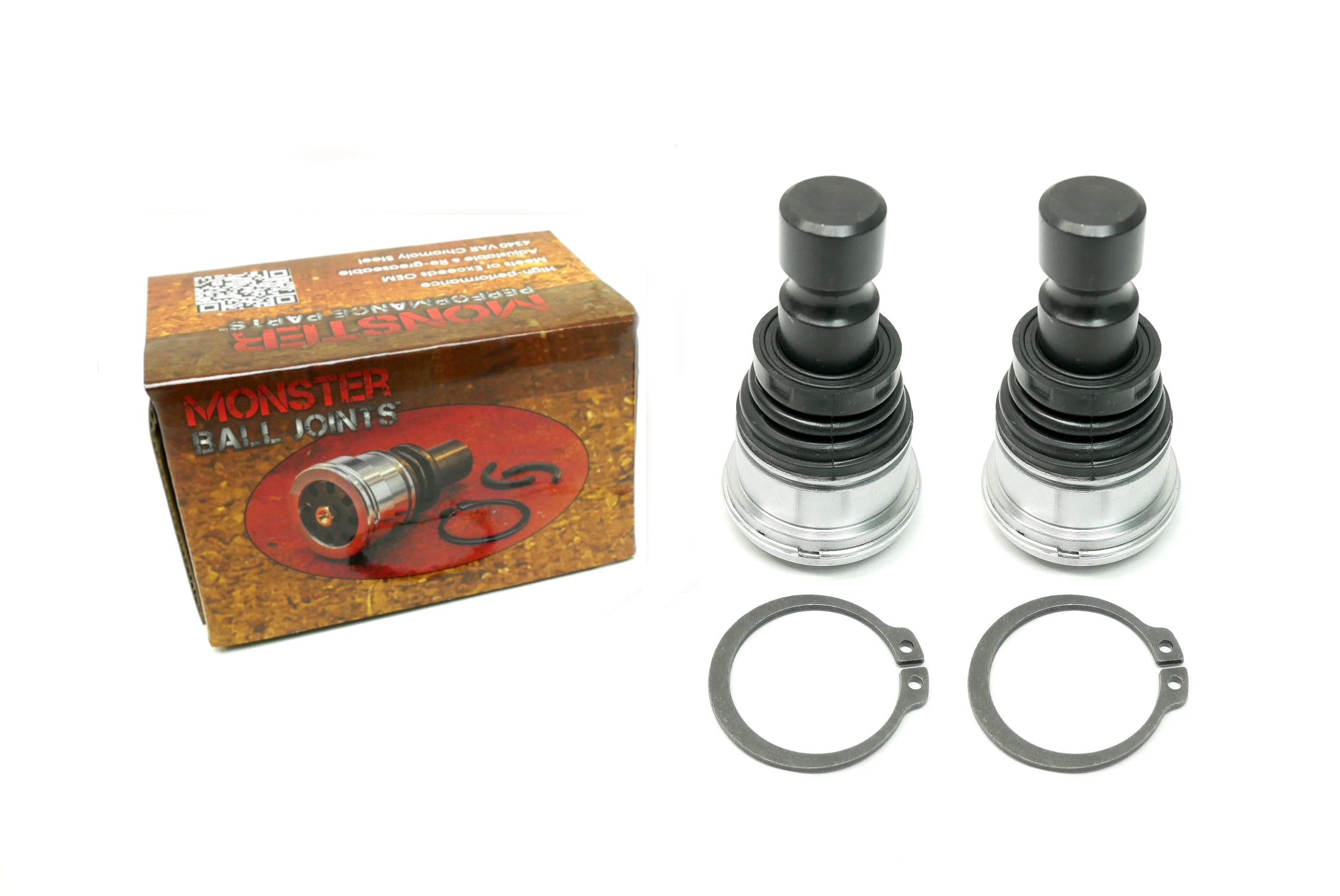 Monster Performance Ball Joints for Polaris 7710533 7081263, Upper or Lower, Heavy Duty, 4340 Chromoly Steel, Greaseable, Low Friction, Adjustable, Chrome Plated, Set of 2 3