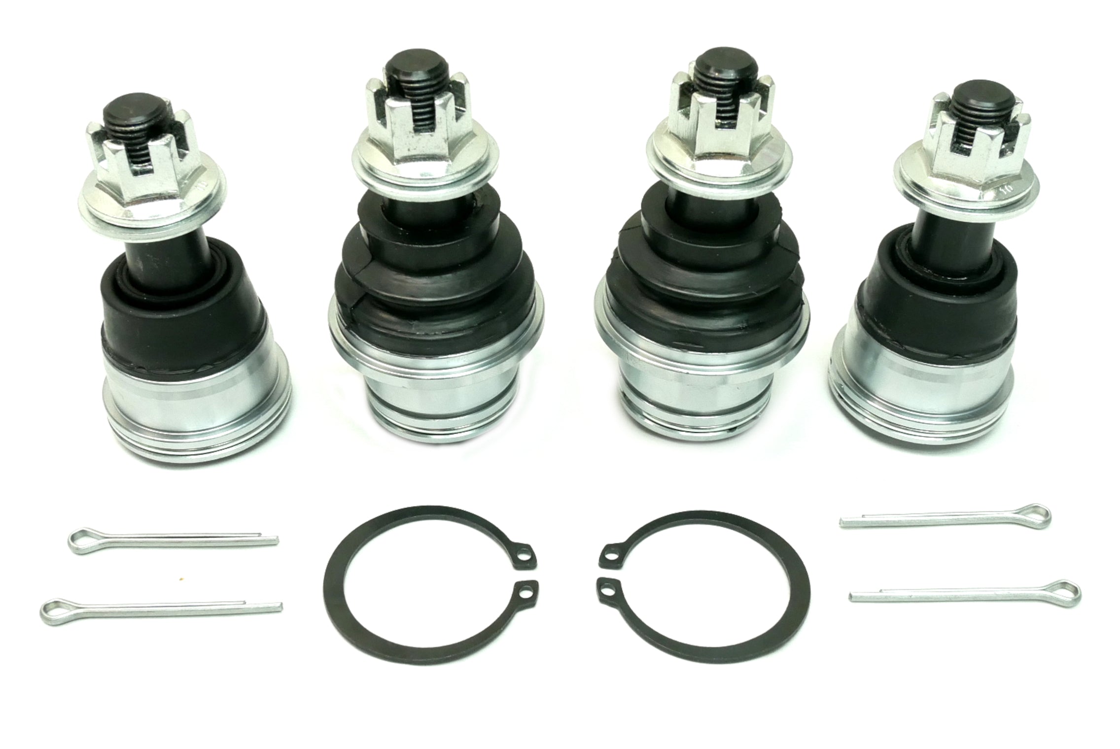 Monster Performance Full Ball Joint Set for Honda 51375-HL6-A02, 51220-TY0-004, Upper & Lower, Heavy Duty, 4340 Chromoly Steel, Greaseable, Low Friction, Adjustable, Chrome Plated, Set of 4
