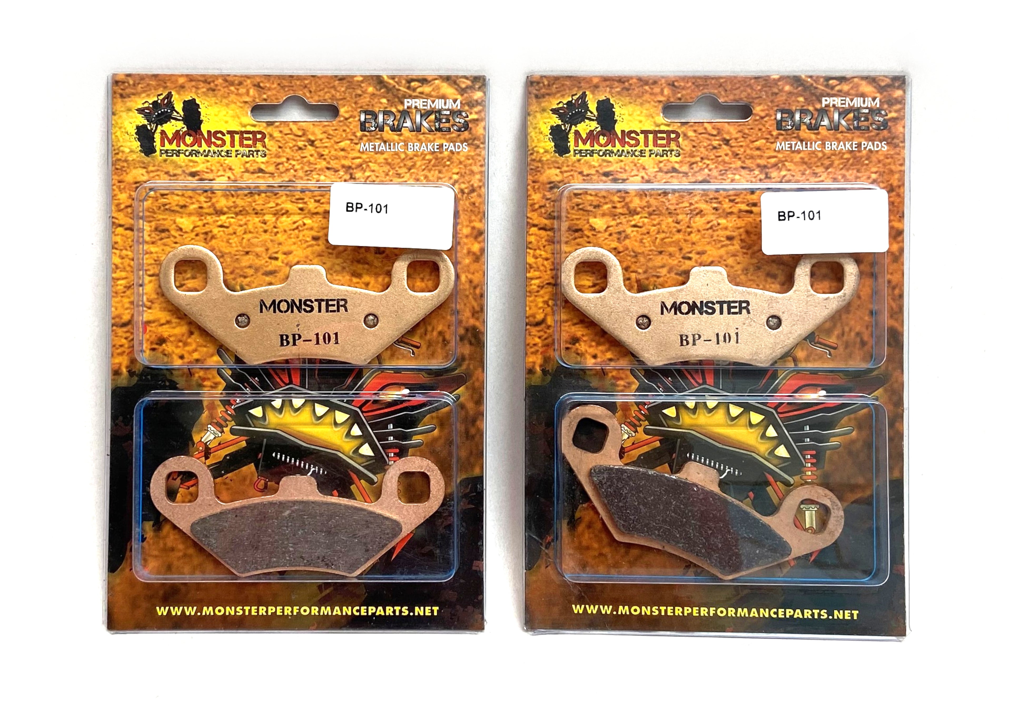 Monster Performance Front Brake Pad Set for Polaris 1910333, 2201398, 2202412, Left & Right, Quiet Braking, Low-Dust, All-Weather, Quality Tested 2