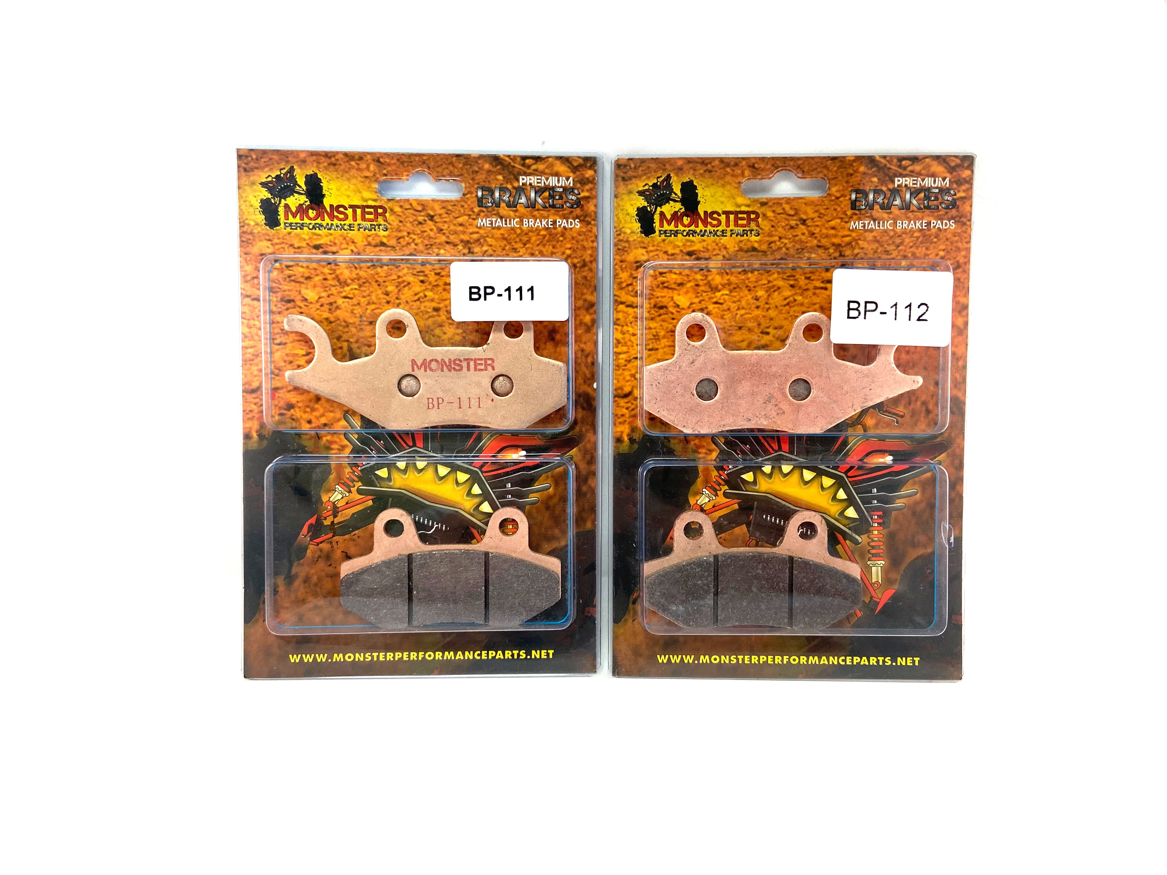 Monster Performance Rear Brake Pad Set for Yamaha Rhino Viking Wolverine 2008-2017, Left & Right, Quiet Braking, Low-Dust, All-Weather, Quality Tested 1