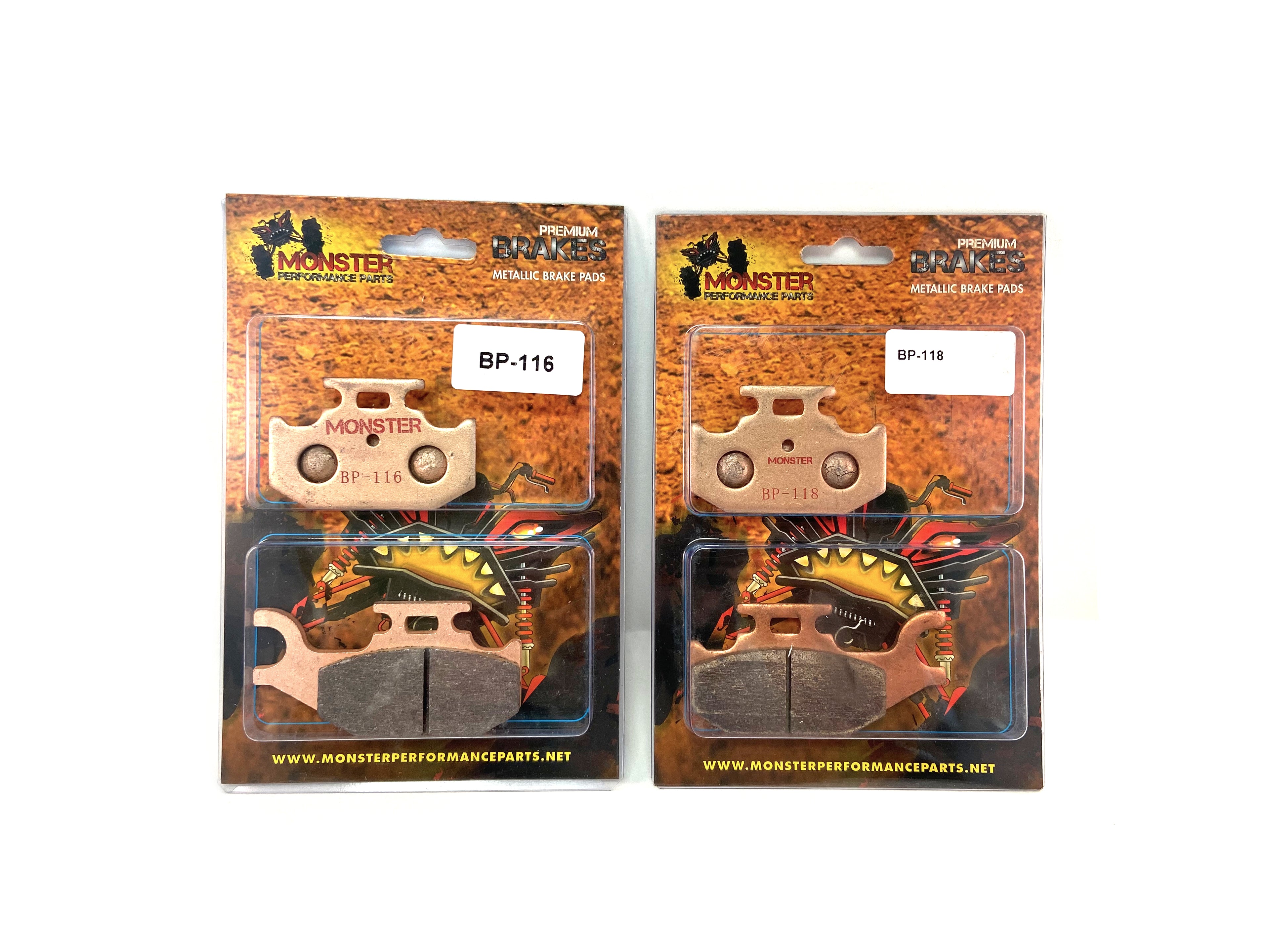 Monster Performance Front Brake Pad Set for Can-Am 705600349, Outlander Traxter Renegade, Left & Right, Quiet Braking, Low-Dust, All-Weather, Quality Tested 3