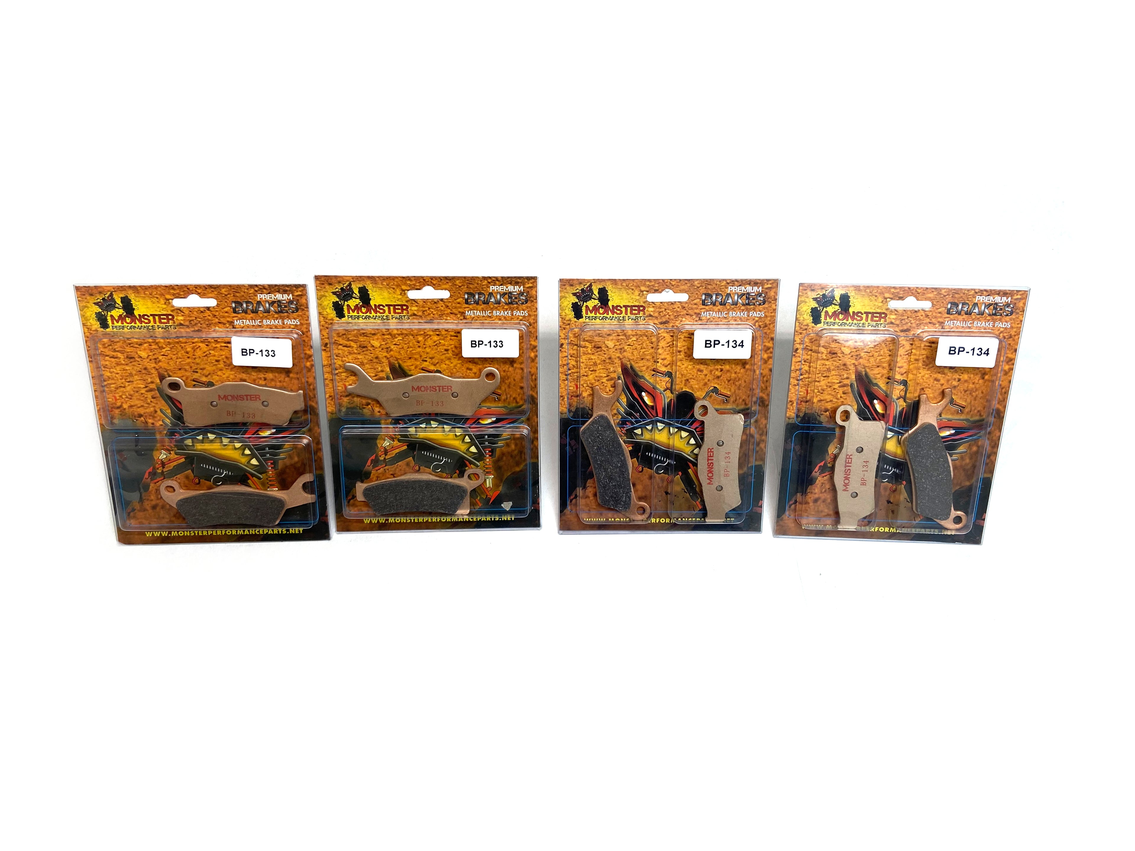 Monster Performance Full Brake Pad Set for Can-Am Renegade 705601014, 705601015, Front & Rear, Quiet Braking, Low-Dust, All-Weather, Quality Tested 2