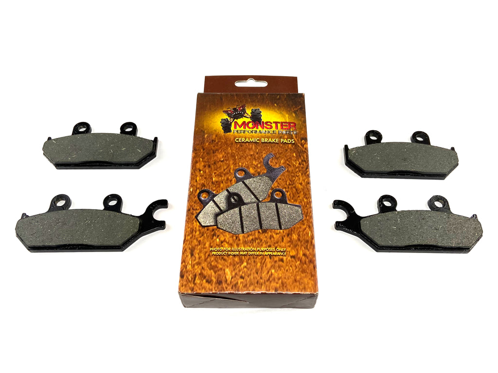Monster Performance Front Brake Pad Set for Can-Am 705601149, 705601150, Left & Right, Quiet Braking, Low-Dust, All-Weather, Quality Tested