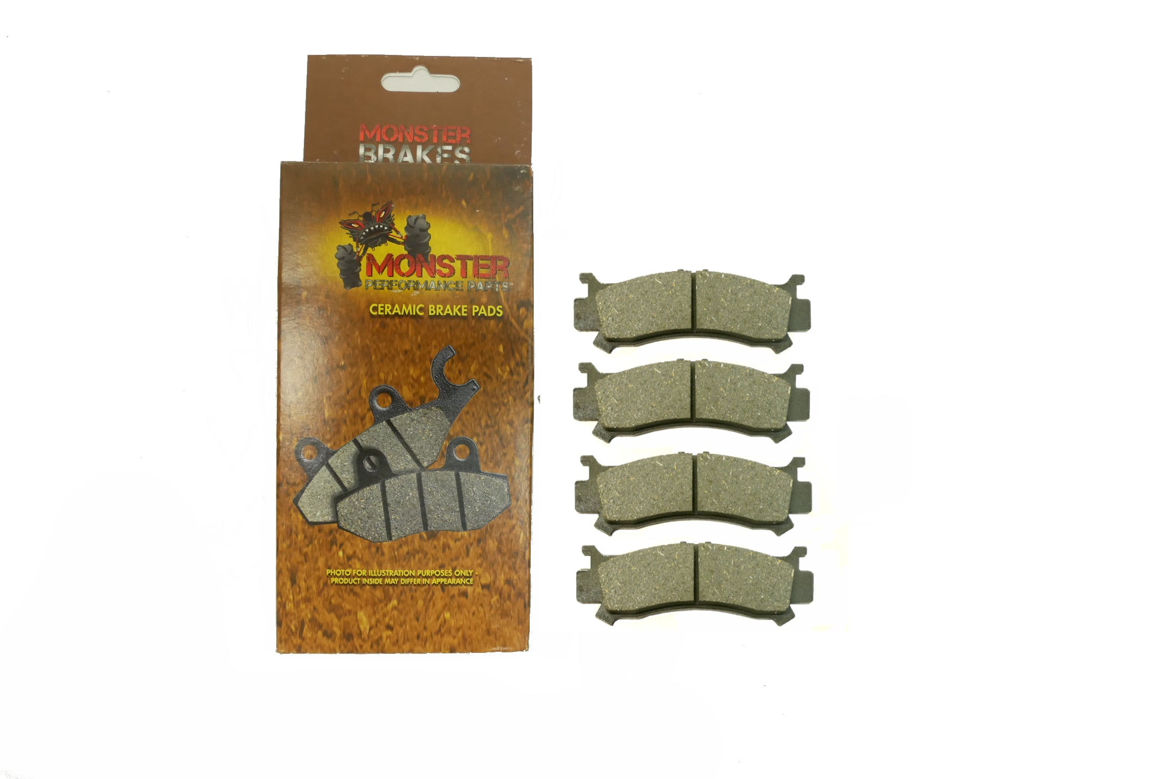 Monster Performance Front Brake Pad Set for Honda Talon 1000 & Pioneer 1000, Left & Right, Quiet Braking, Low-Dust, All-Weather, Quality Tested 3