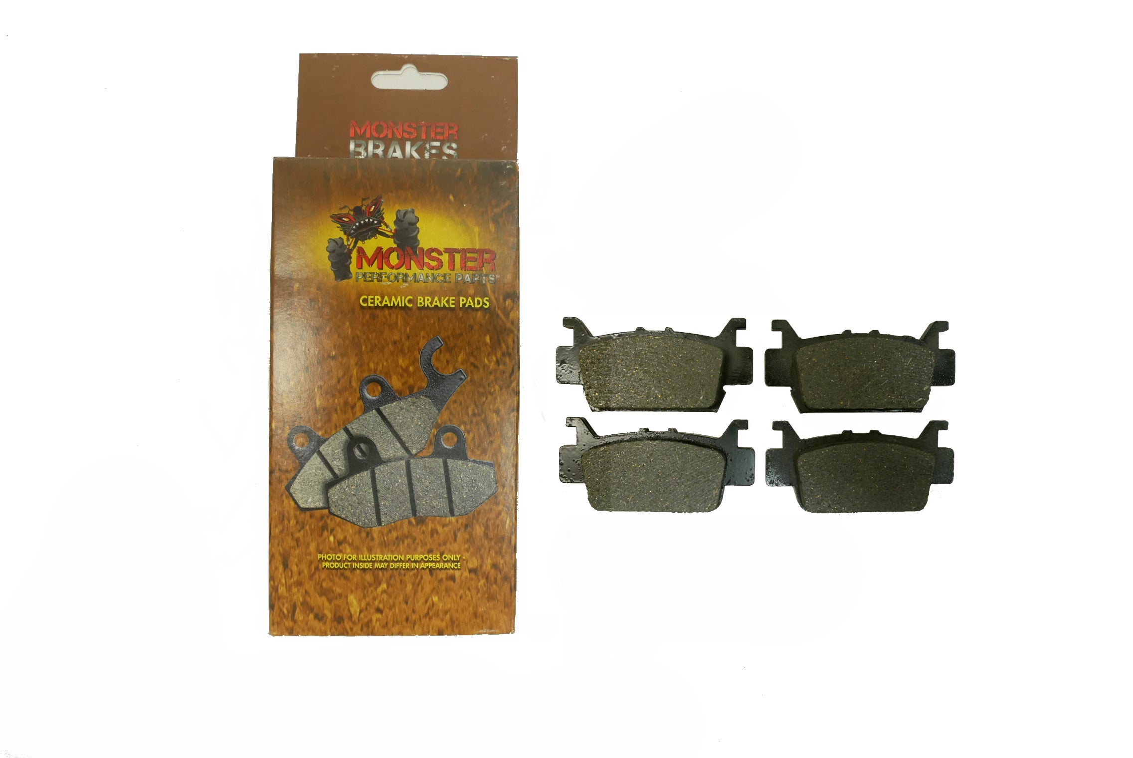 Monster Performance Rear Brake Pad Set for Honda Talon 1000 & Pioneer 1000, Ceramic, Left & Right, Quiet Braking, Low-Dust, All-Weather, Quality Tested 3