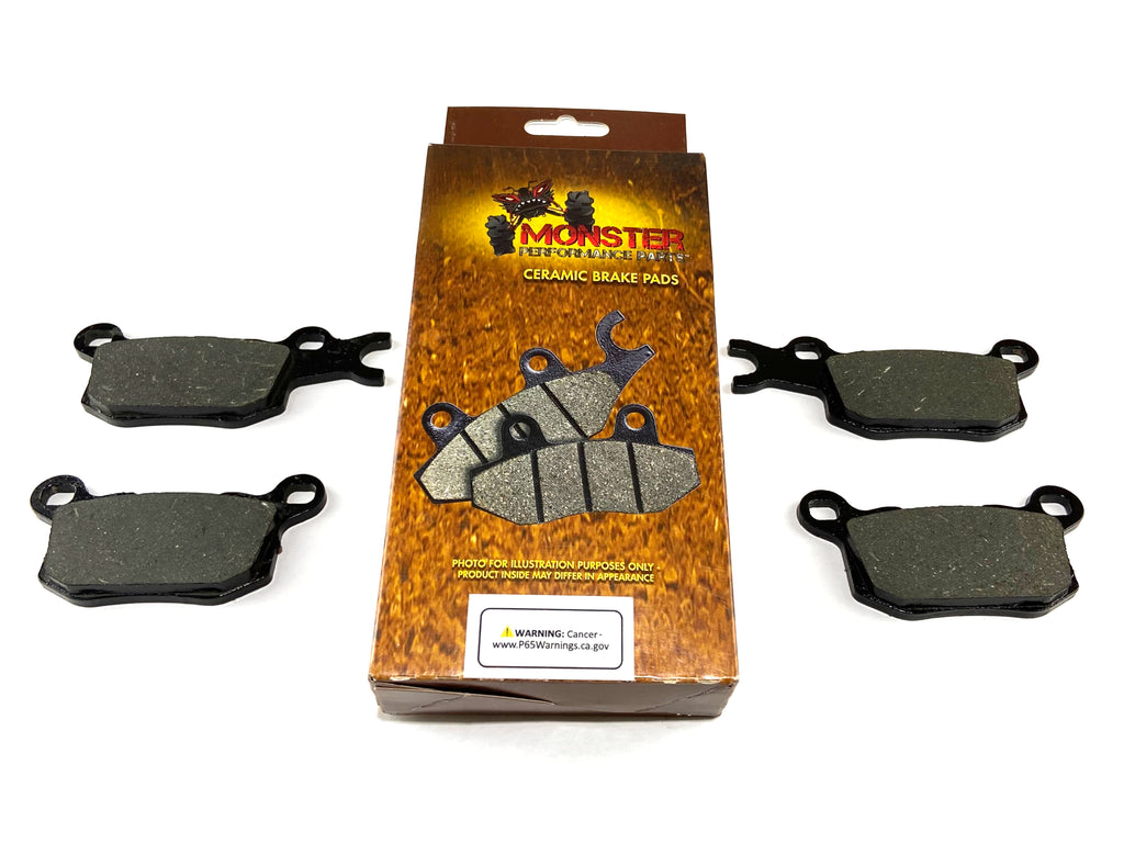 Monster Performance Rear Brake Pad Set for Can-Am 715900381 715900382, Left & Right, Quiet Braking, Low-Dust, All-Weather, Quality Tested 1