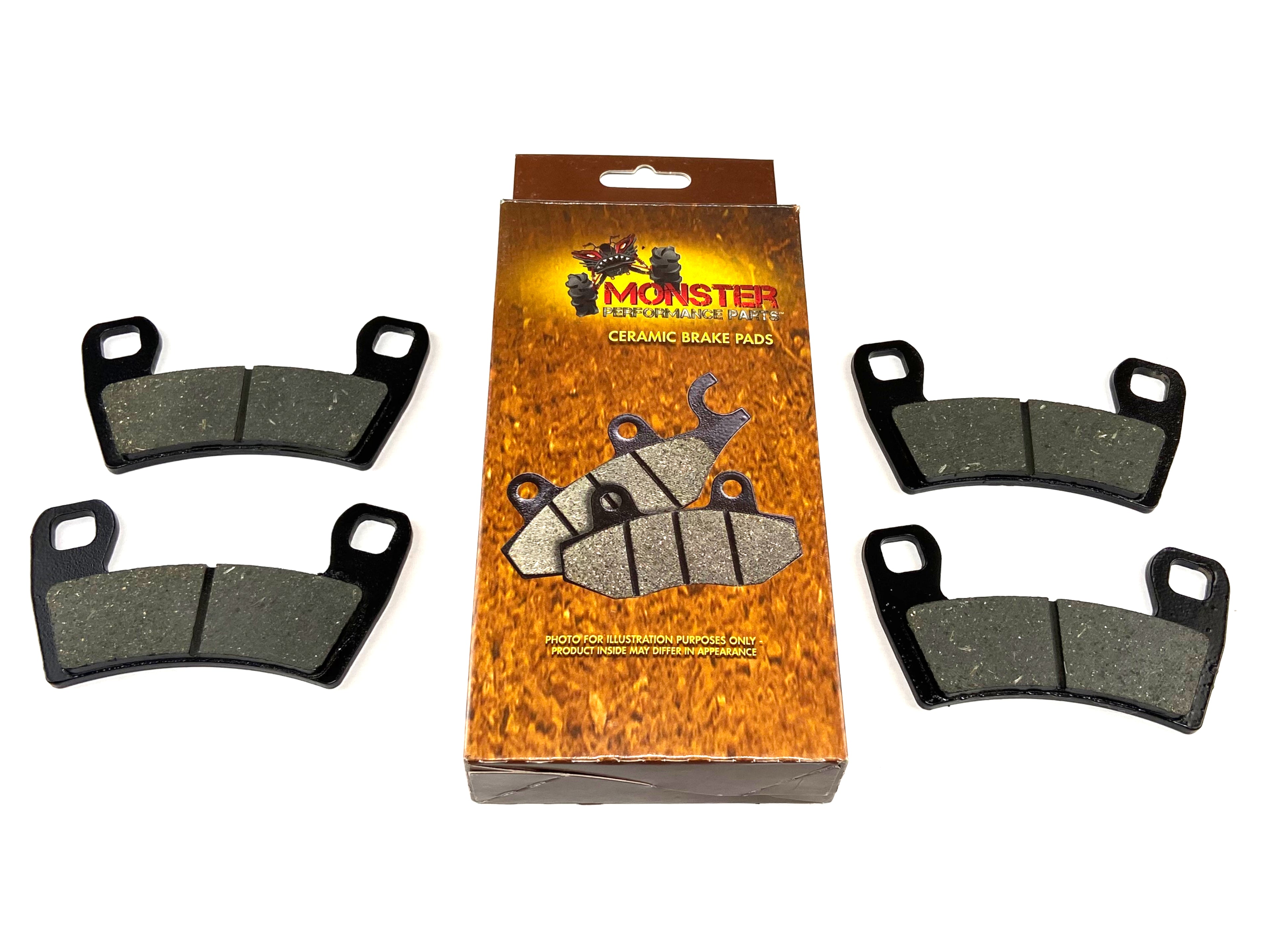 Monster Performance Front Brake Pads for Polaris 2206025, Left & Right, Quiet Braking, Low-Dust, All-Weather, Quality Tested, Set of 2