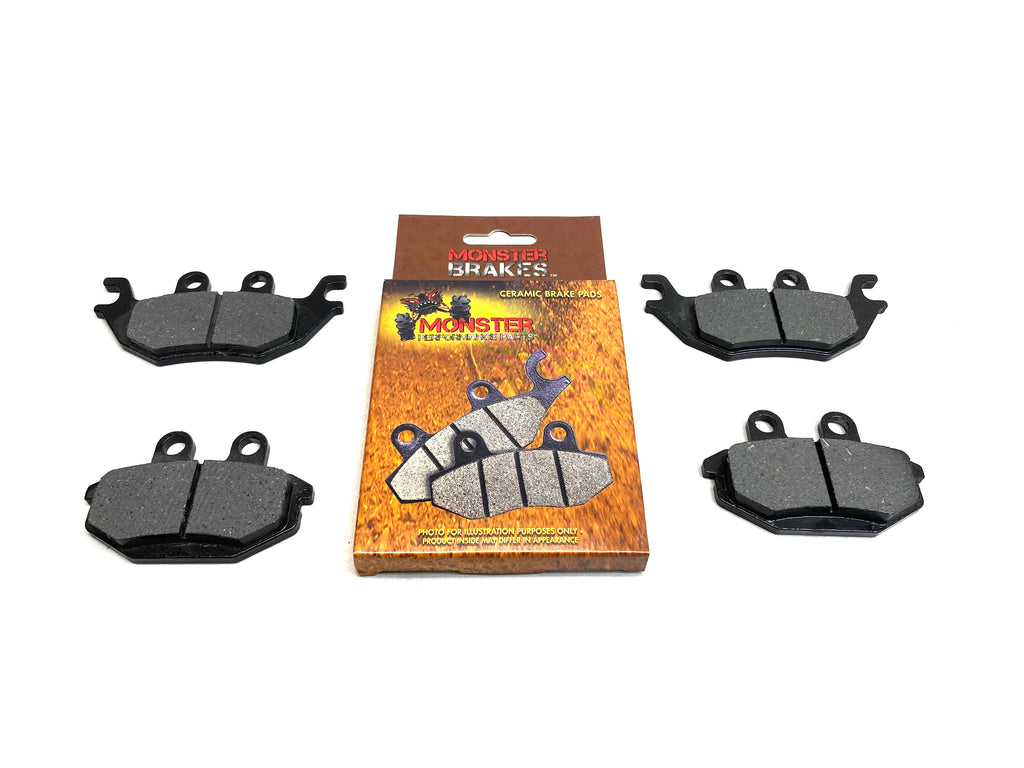 Monster Performance Rear Brake Pad Set for Kawasaki 43082-0140, Left & Right, Ceramic, Quiet Braking, Low-Dust, All-Weather, Quality Tested