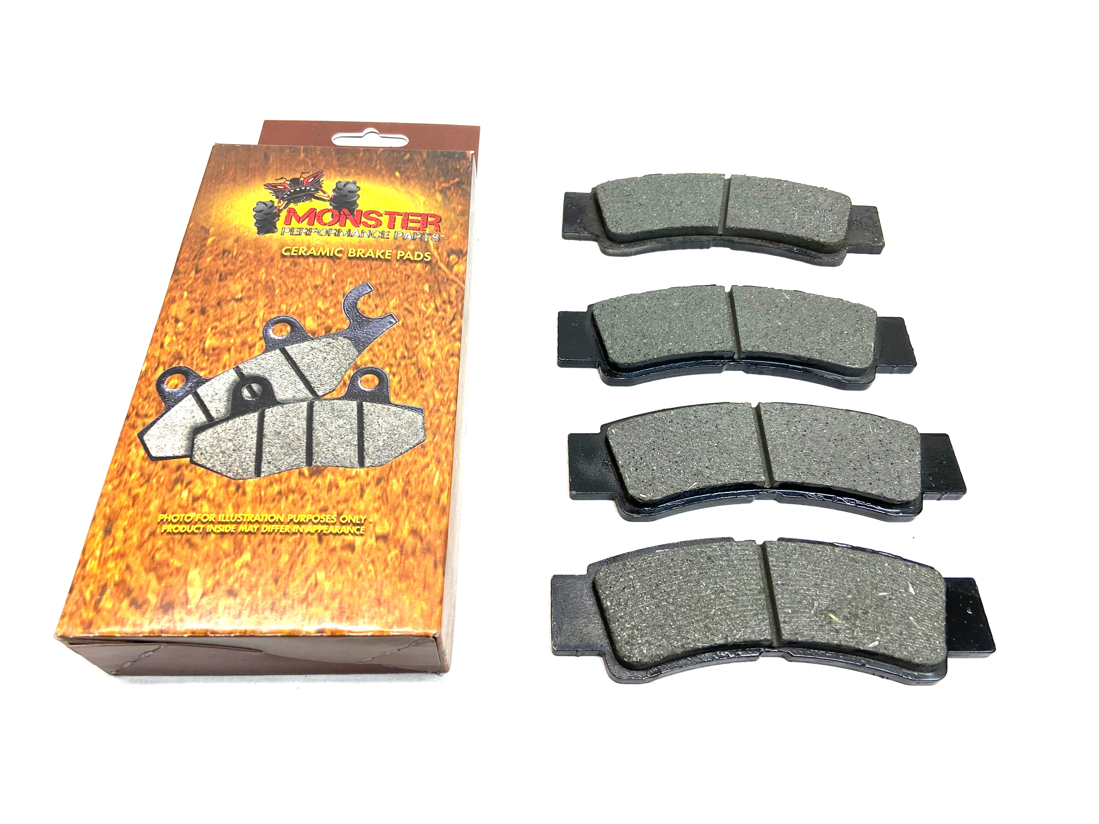Monster Performance Front Brake Pad Set for Kawasaki 43082-0196, Left & Right, Ceramic, Quiet Braking, Low-Dust, All-Weather, Quality Tested 1