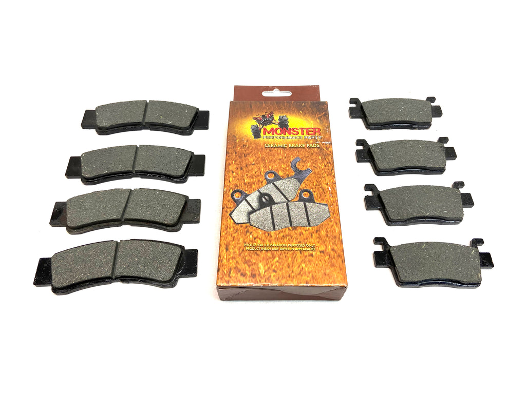 Monster Performance Full Brake Pad Set for Kawasaki 43082-0196 43082-0197, Front & Rear, Ceramic, Quiet Braking, Low-Dust, All-Weather, Quality Tested 1