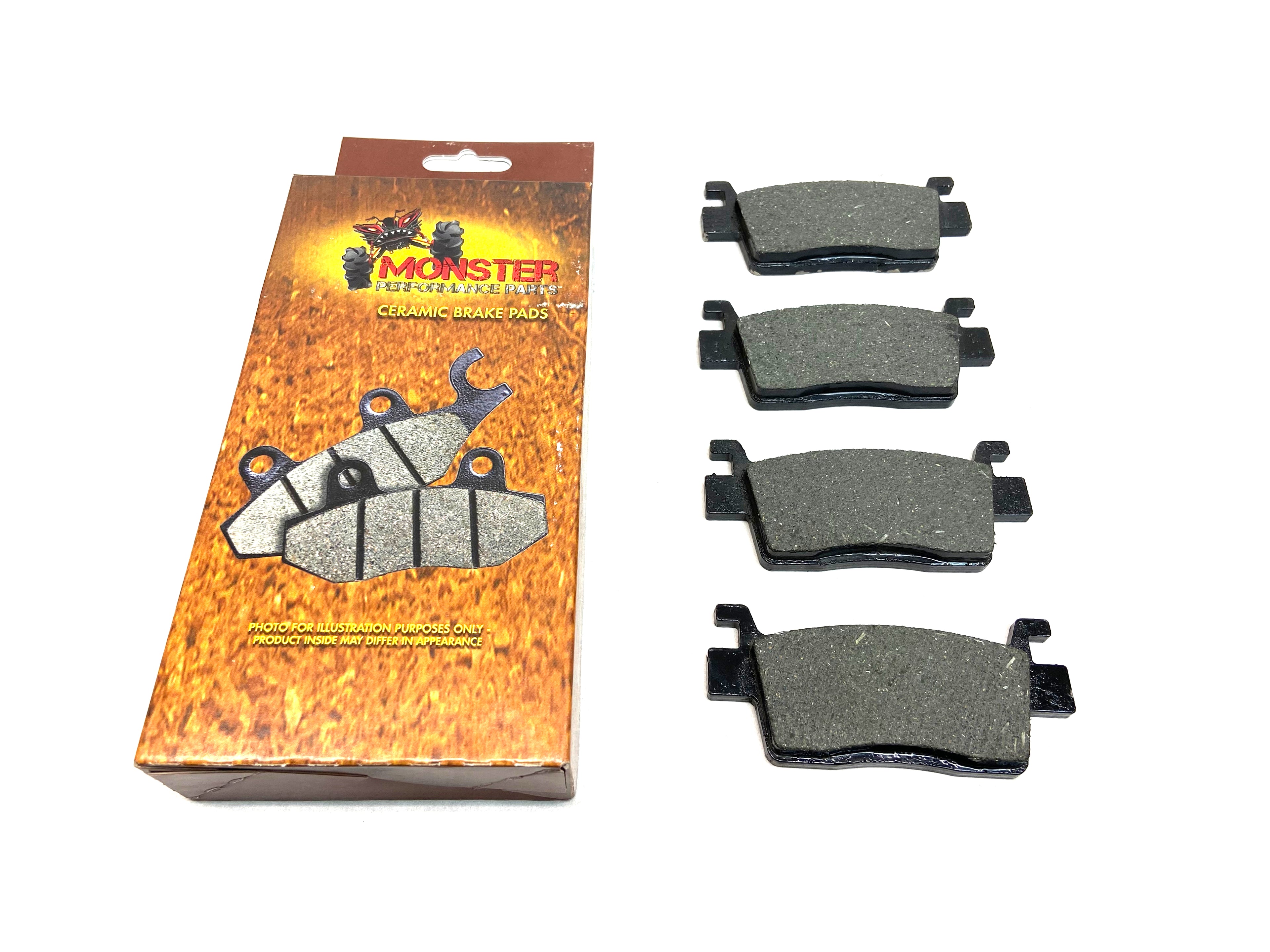 Monster Performance Rear Brake Pad Set for Kawasaki 43082-0197, Left & Right, Ceramic, Quiet Braking, Low-Dust, All-Weather, Quality Tested 1