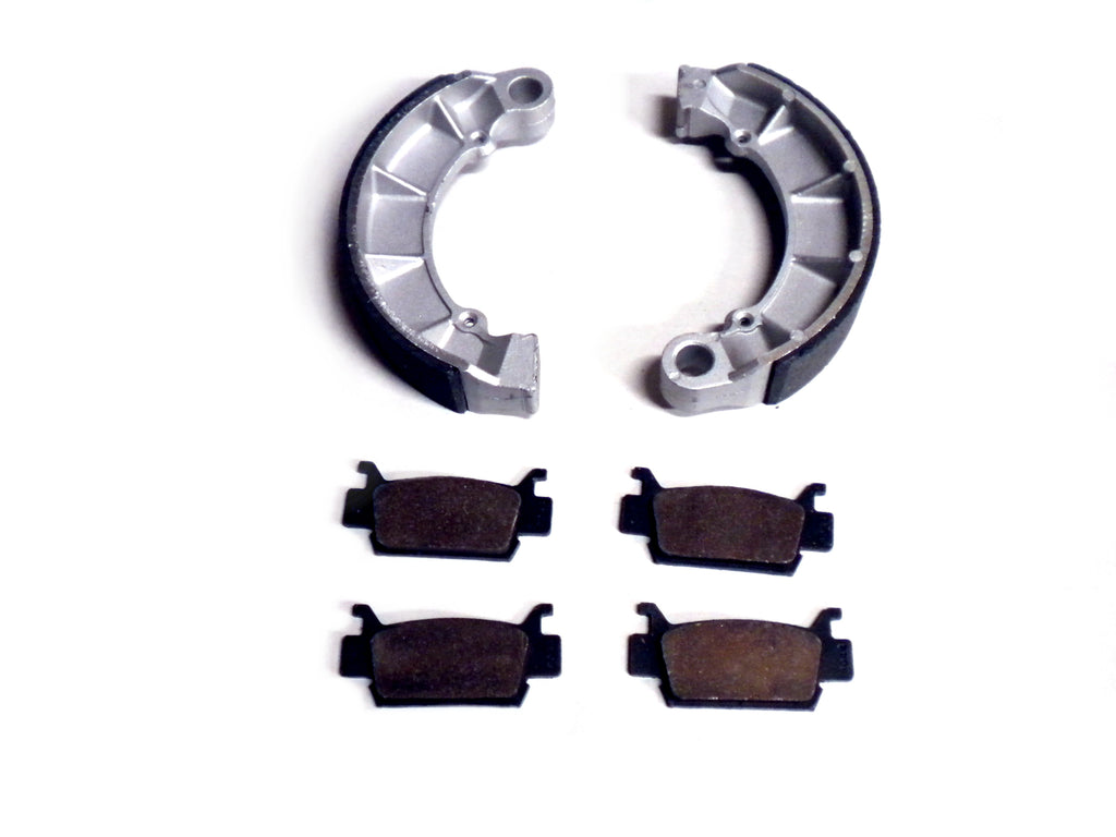 Monster Performance Full Brake Pad Set with Shoes for Honda Foreman 500 2005-2011 & Rubicon 500 2005-2014, Front & Rear, Quiet Braking, Low-Dust, All-Weather, Quality Tested