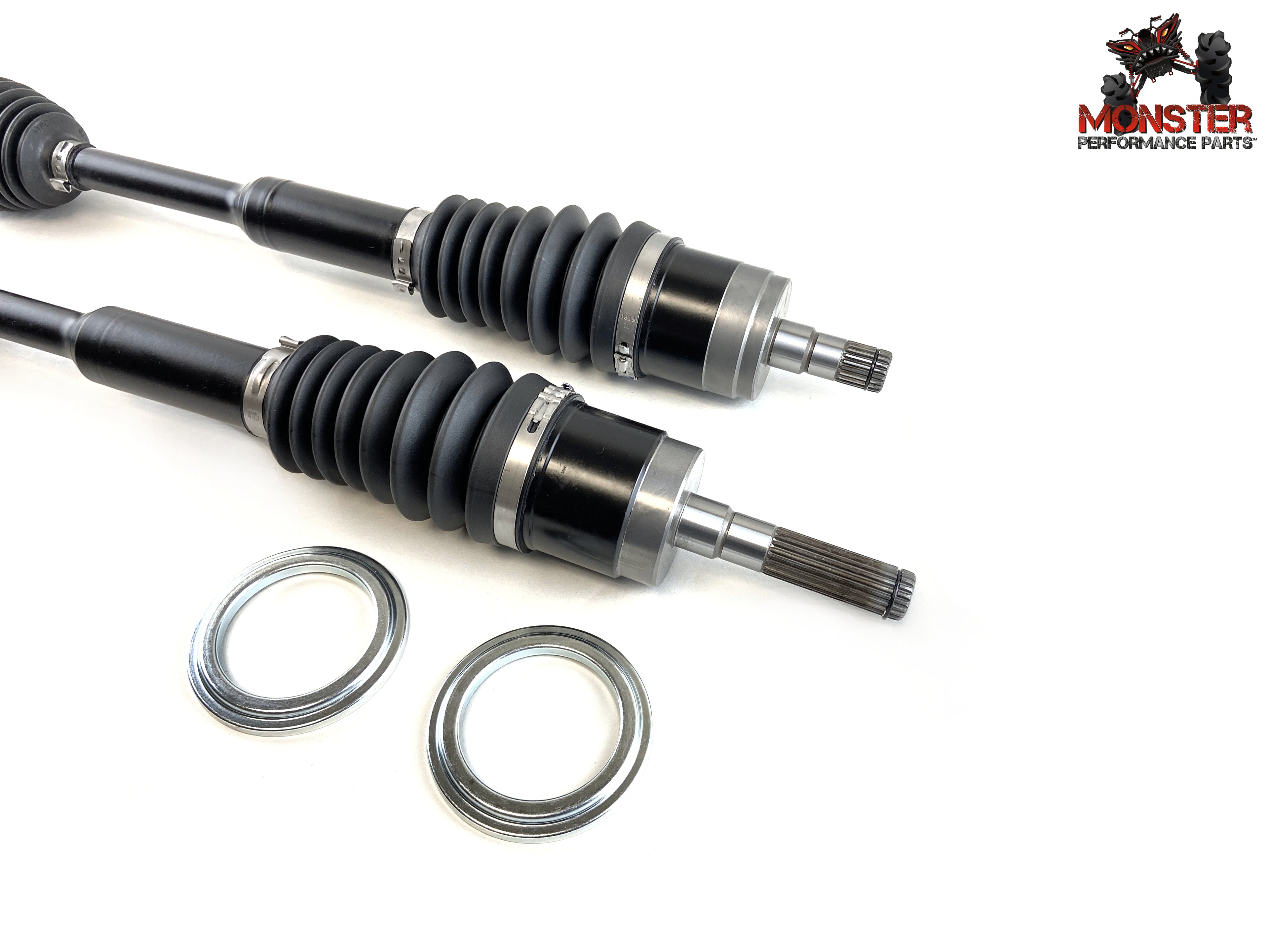 Monster XP Series Front CV Axles & Brgs for Can-Am 705400952 705400953, Left & Right, Telescoping, Built Tough, 4340 Chromoly Steel, Direct Fit, Factory Length with 4" of Travel 4