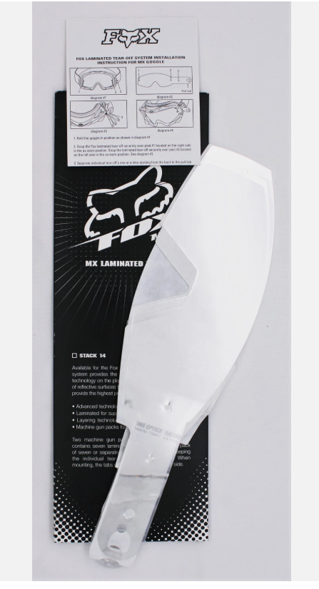 Fox Racing Main Laminated Tear Offs (14 Pack) (Polished Black Chrome)