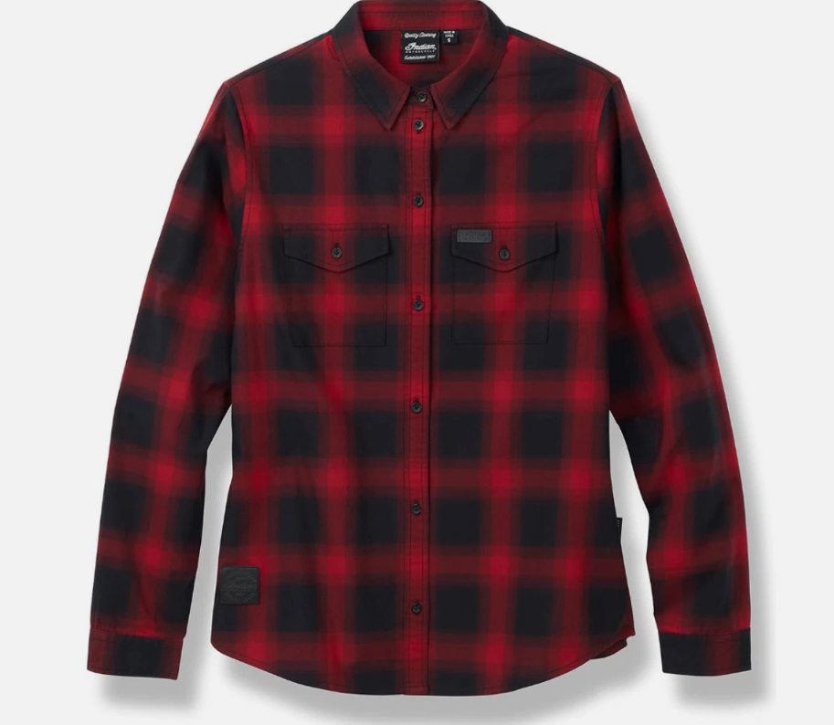 Indian Motorycle Women's Long Sleeve Checkered Shirt