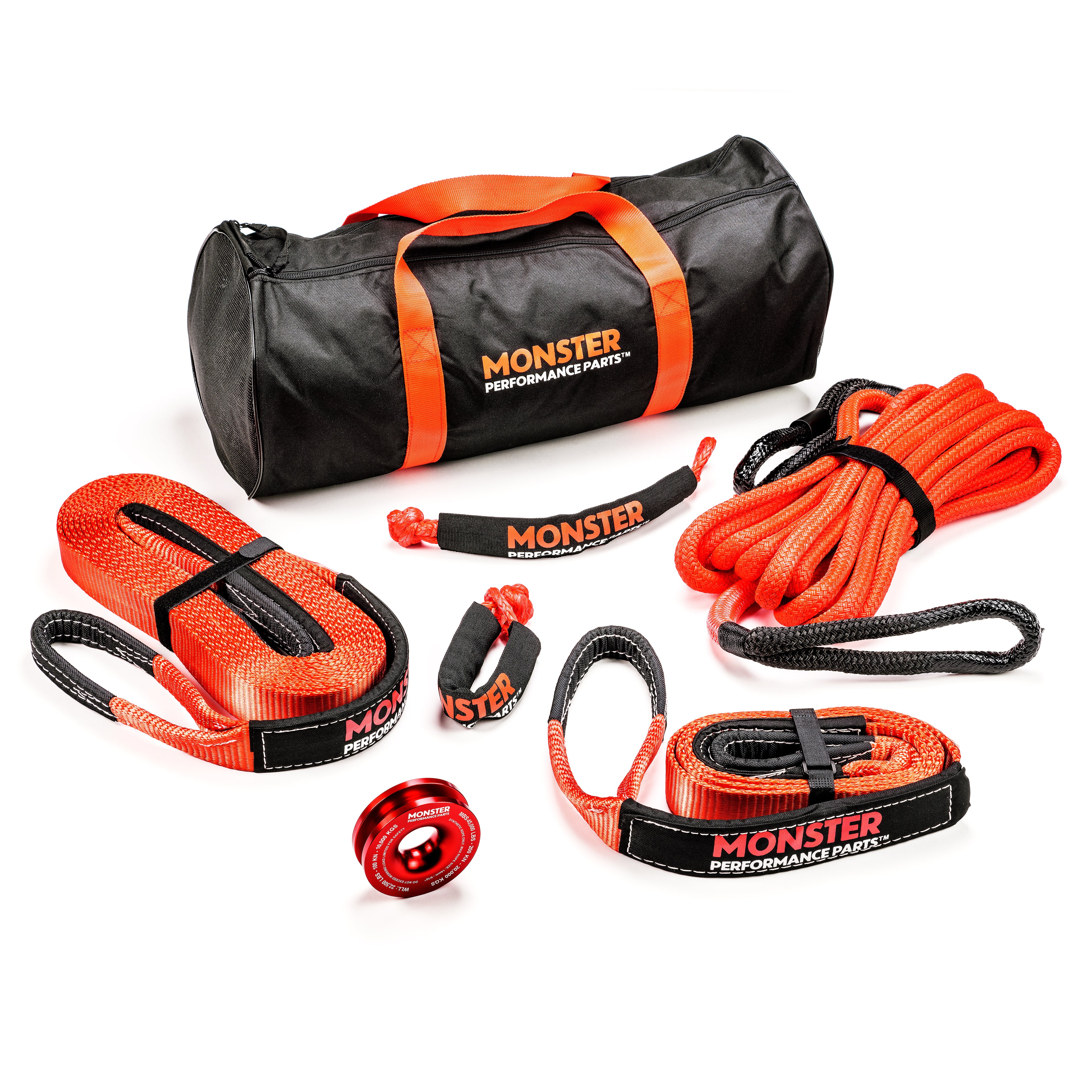 Monster Off-Road Recovery Kit for ATV UTV, Rope Straps Shackles Snatch Ring
