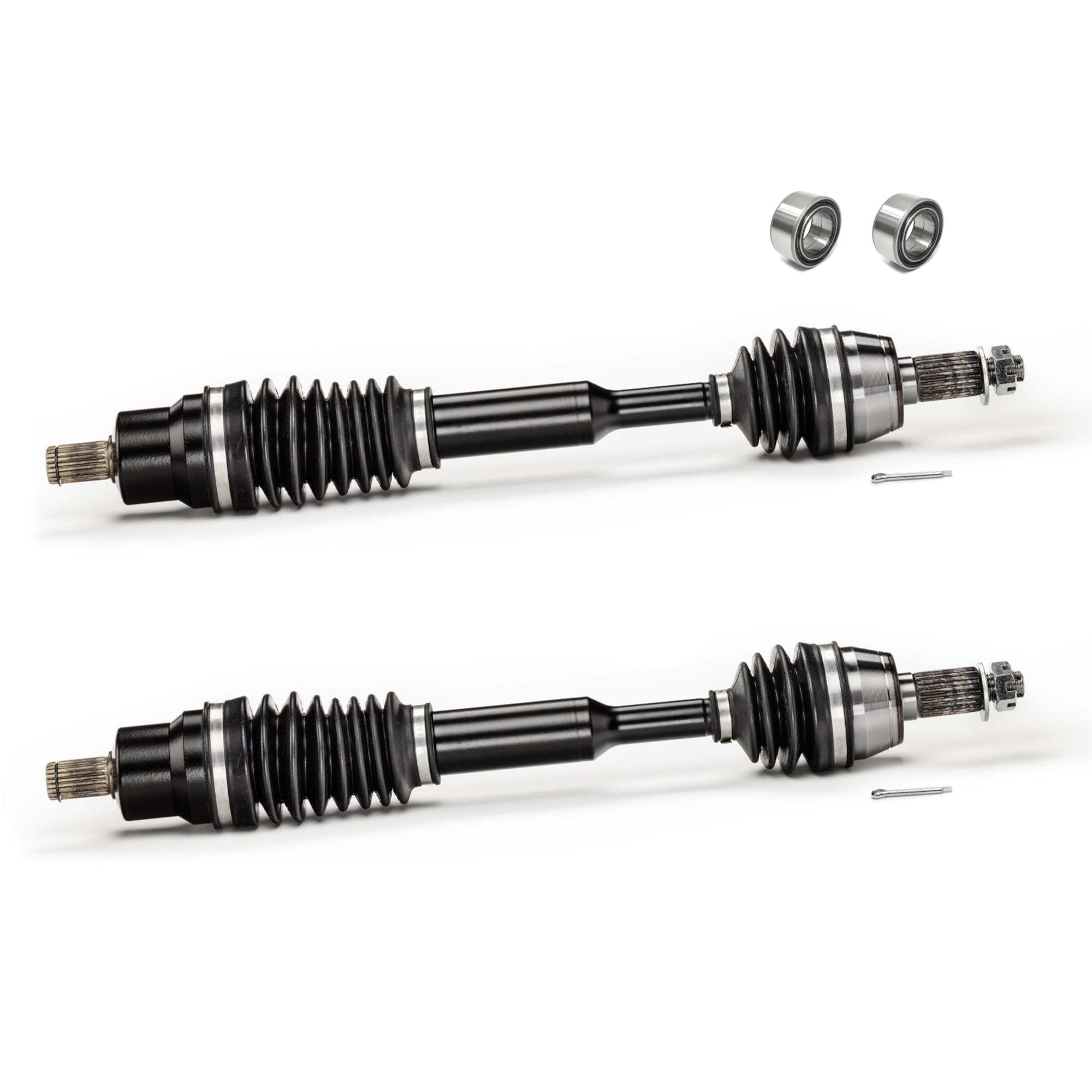 Monster XP Series Front CV Axles & Brgs for Polaris 1332440, Left & Right, RZR 570 800, Telescoping, Built Tough, 4340 Chromoly Steel, Direct Fit, Factory Length with 4" of Travel