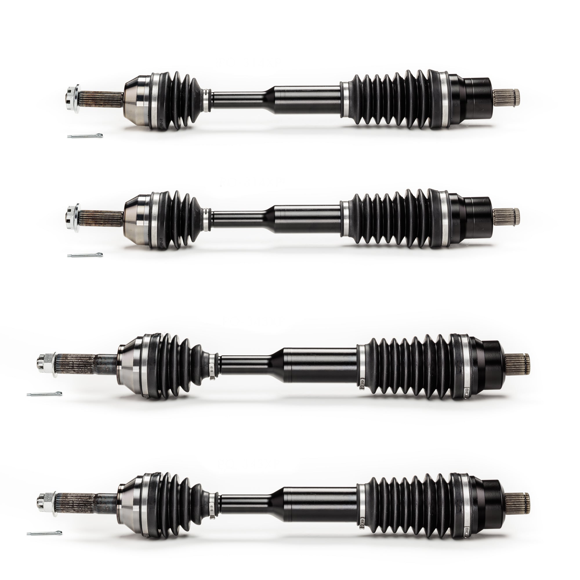 Monster XP Series Full CV Axle Set for Polaris 1332690, 1332692, Front & Rear, Telescoping, Built Tough, 4340 Chromoly Steel, Direct Fit, Factory Length with 4" of Travel