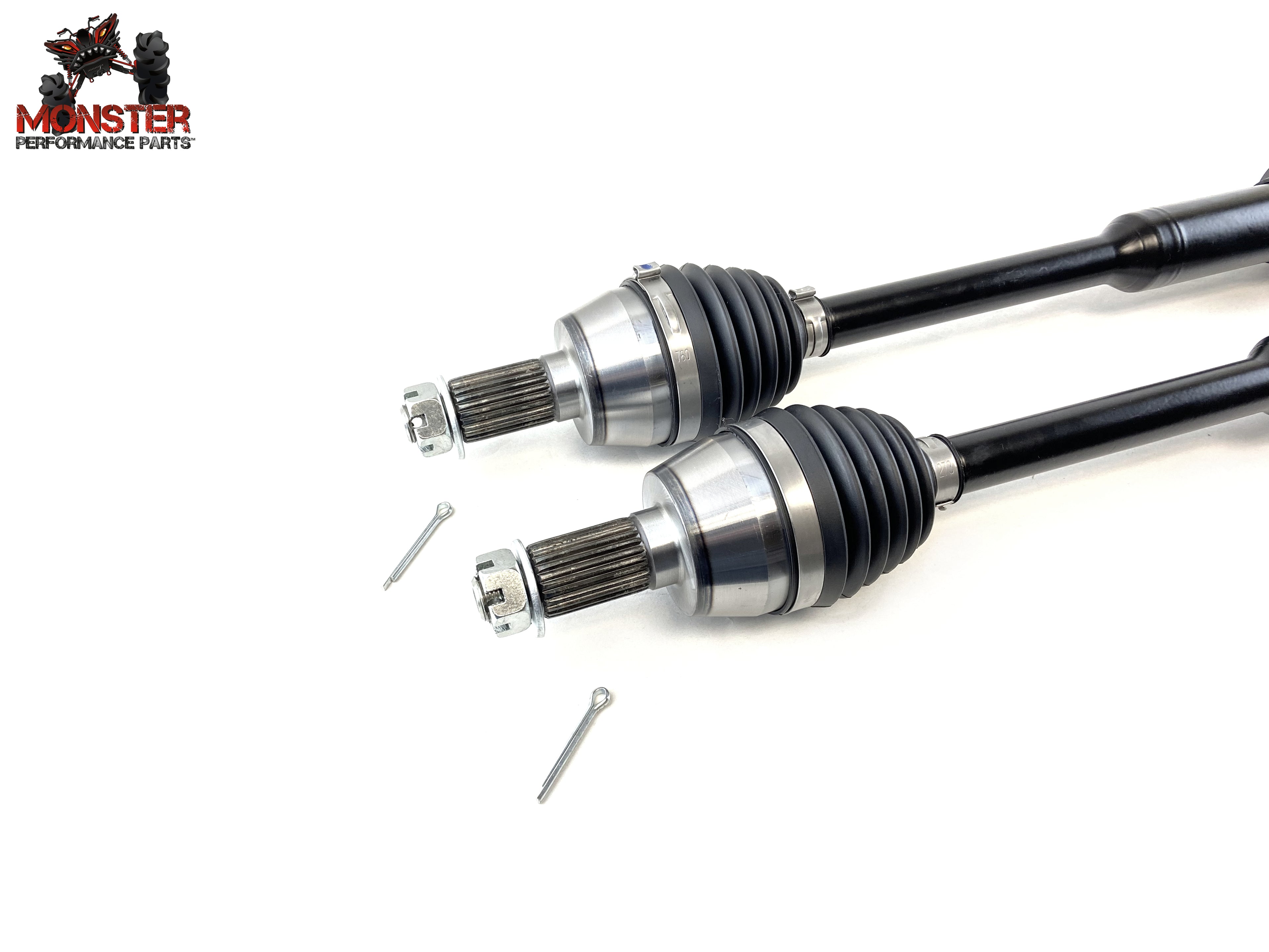 Monster XP Series Front CV Axles & Brgs for Polaris  1332858, Left & Right, Ranger Diesel 900, Diesel Crew, Telescoping, Built Tough, 4340 Chromoly Steel, Direct Fit, Factory Length with 4" of Travel 4