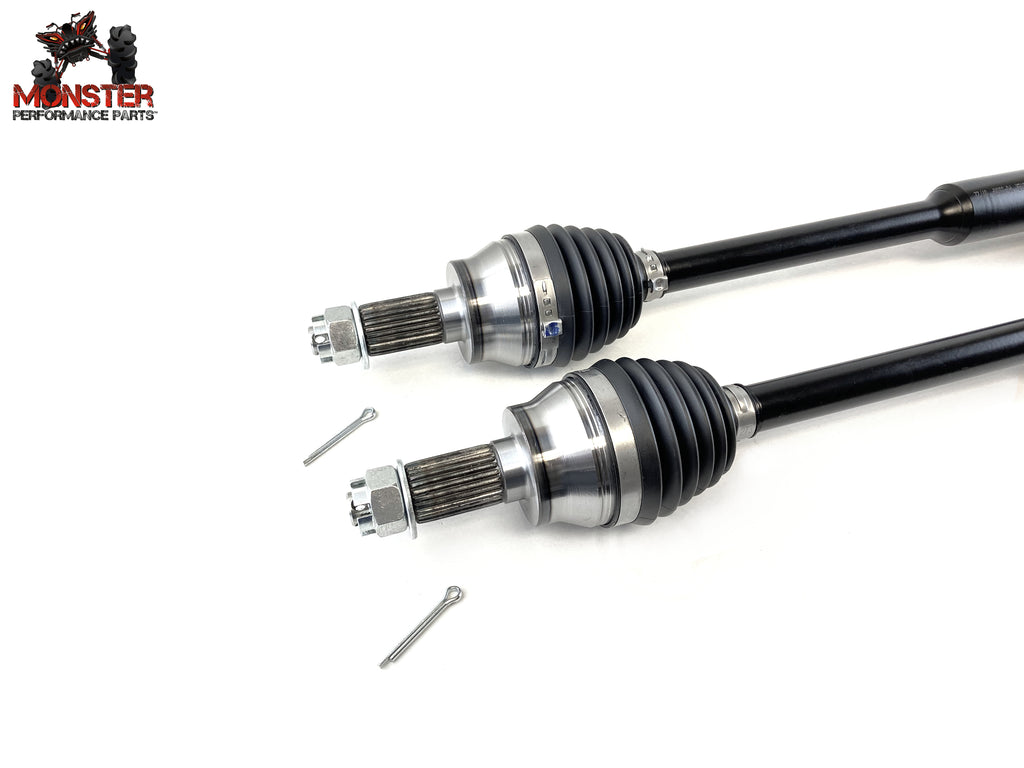 Monster XP Series Front CV Axles & Brgs for Polaris 1333263, Left & Right, RZR S 900 1000, RZR 4 900, General 1000, Telescoping, Built Tough, 4340 Chromoly Steel, Factory Length with 4" of Travel 4