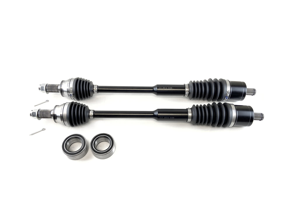 Monster XP Series Front CV Axles & Brgs for Polaris 1333263, Left & Right, RZR S 900 1000, RZR 4 900, General 1000, Telescoping, Built Tough, 4340 Chromoly Steel, Factory Length with 4" of Travel