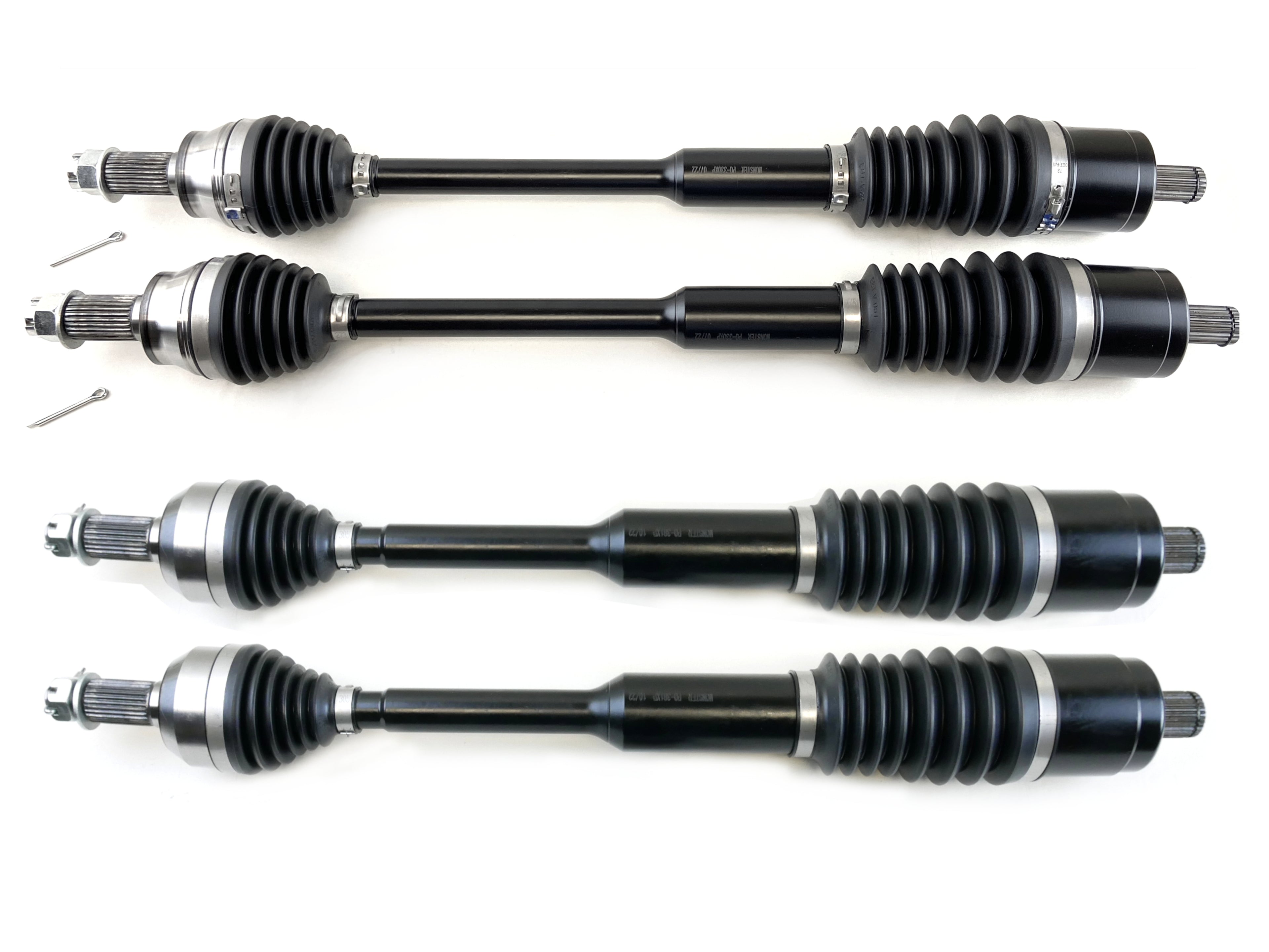 Monster XP Series Full CV Axle Set for Polaris 1333263, 1333081, Front & Rear, Telescoping, Built Tough, 4340 Chromoly Steel, Direct Fit, Factory Length with 4" of Travel
