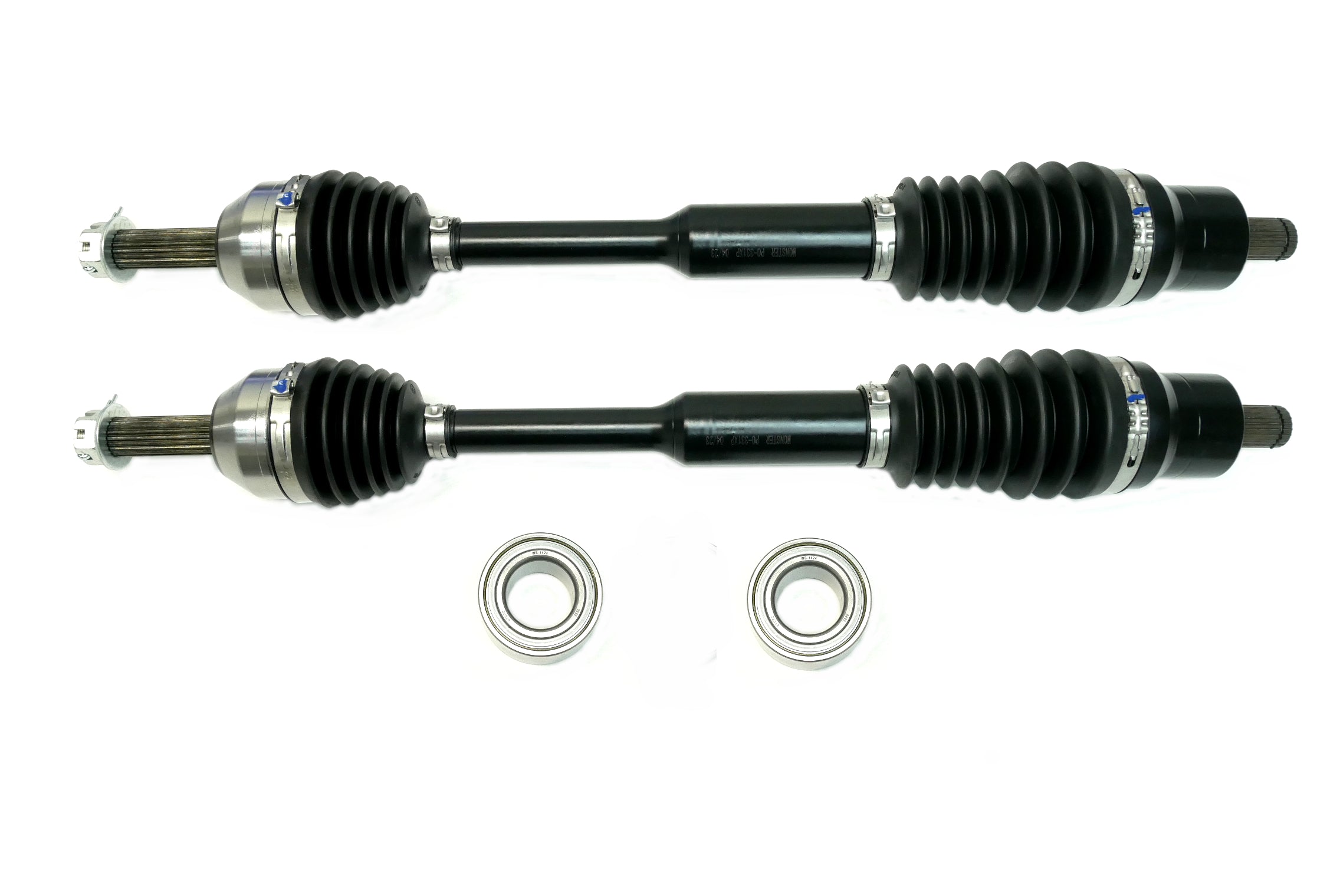 Monster XP Series Front CV Axles & Brgs for Polaris 1333238, Left & Right, Ranger 500 570 ETX EV, Telescoping, Built Tough, 4340 Chromoly Steel, Direct Fit, Factory Length with 4" of Travel