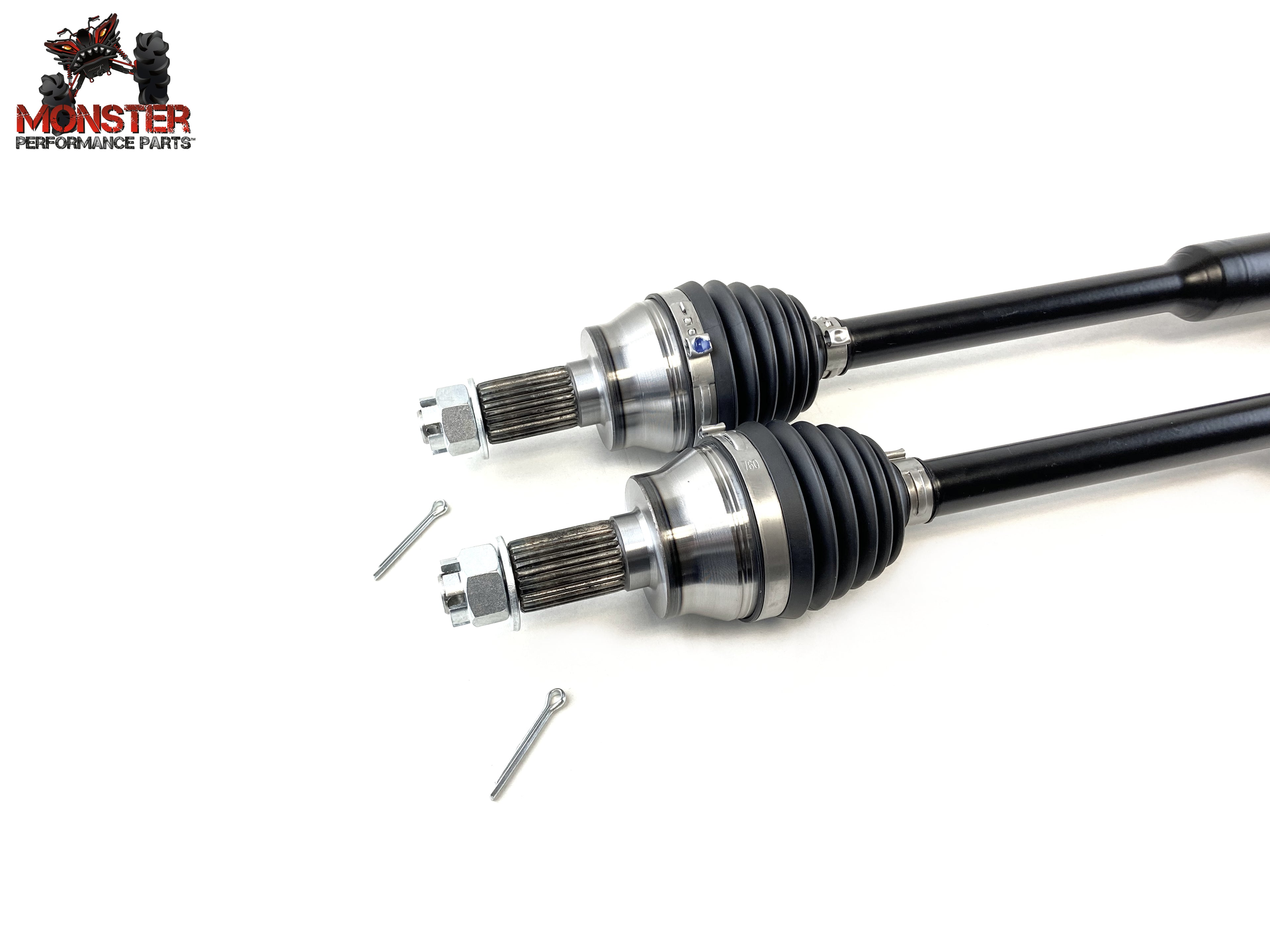 Monster XP Series Front CV Axles & Brgs for Polaris 1333681, Left & Right, ACE 900 2017 2018 2019, Telescoping, Built Tough, 4340 Chromoly Steel, Direct Fit, Factory Length with 4" of Travel 4