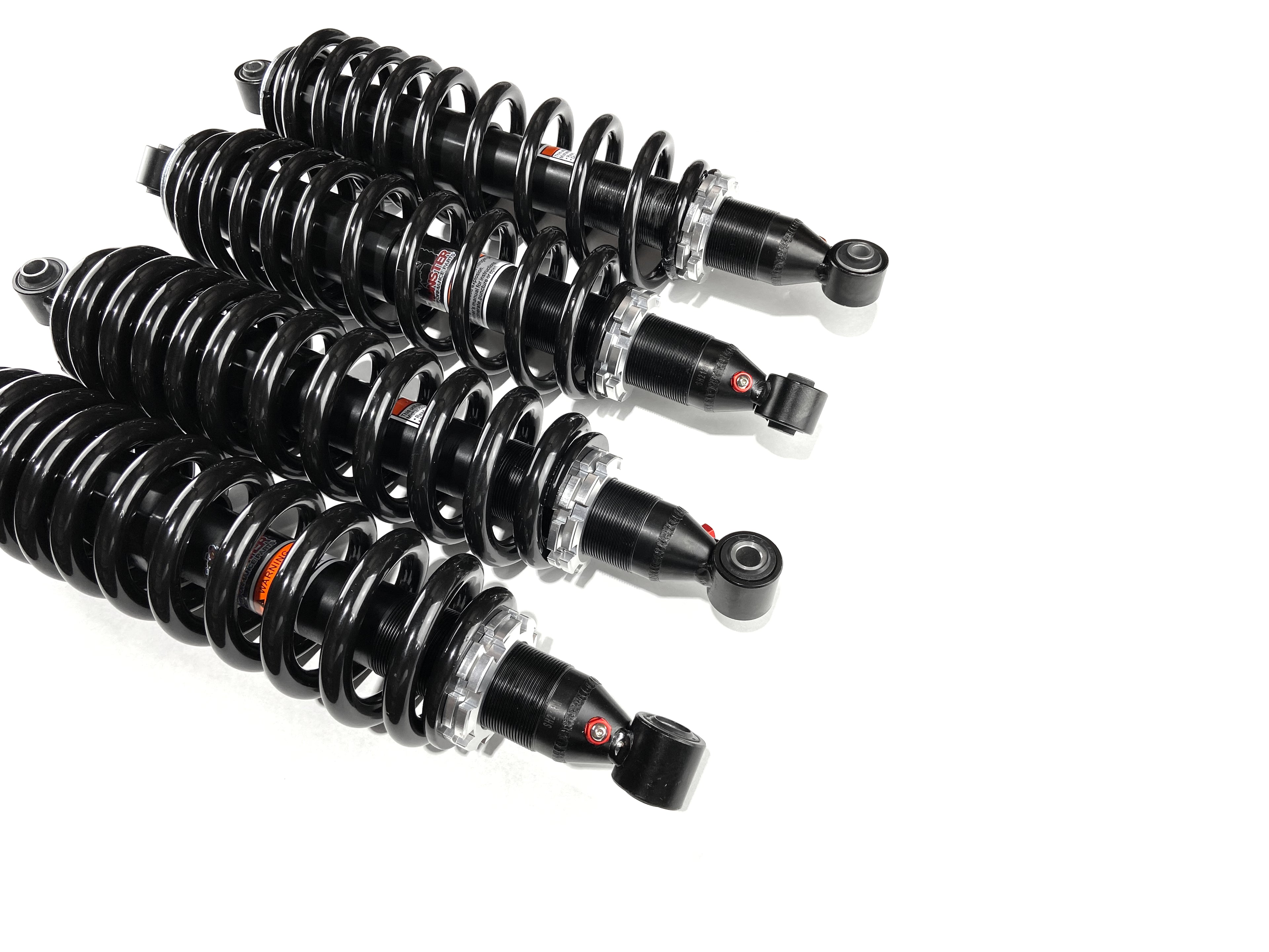 Monster Performance Full Shock Set for Yamaha 2PG-F3390-00-00, 2PG-F2200-00-00, Front & Rear, Viking VI, Dual-Rate, Monotube, Quality Tested, Gas-charged, Anti-foam, Anti-shear, Adjustable 2