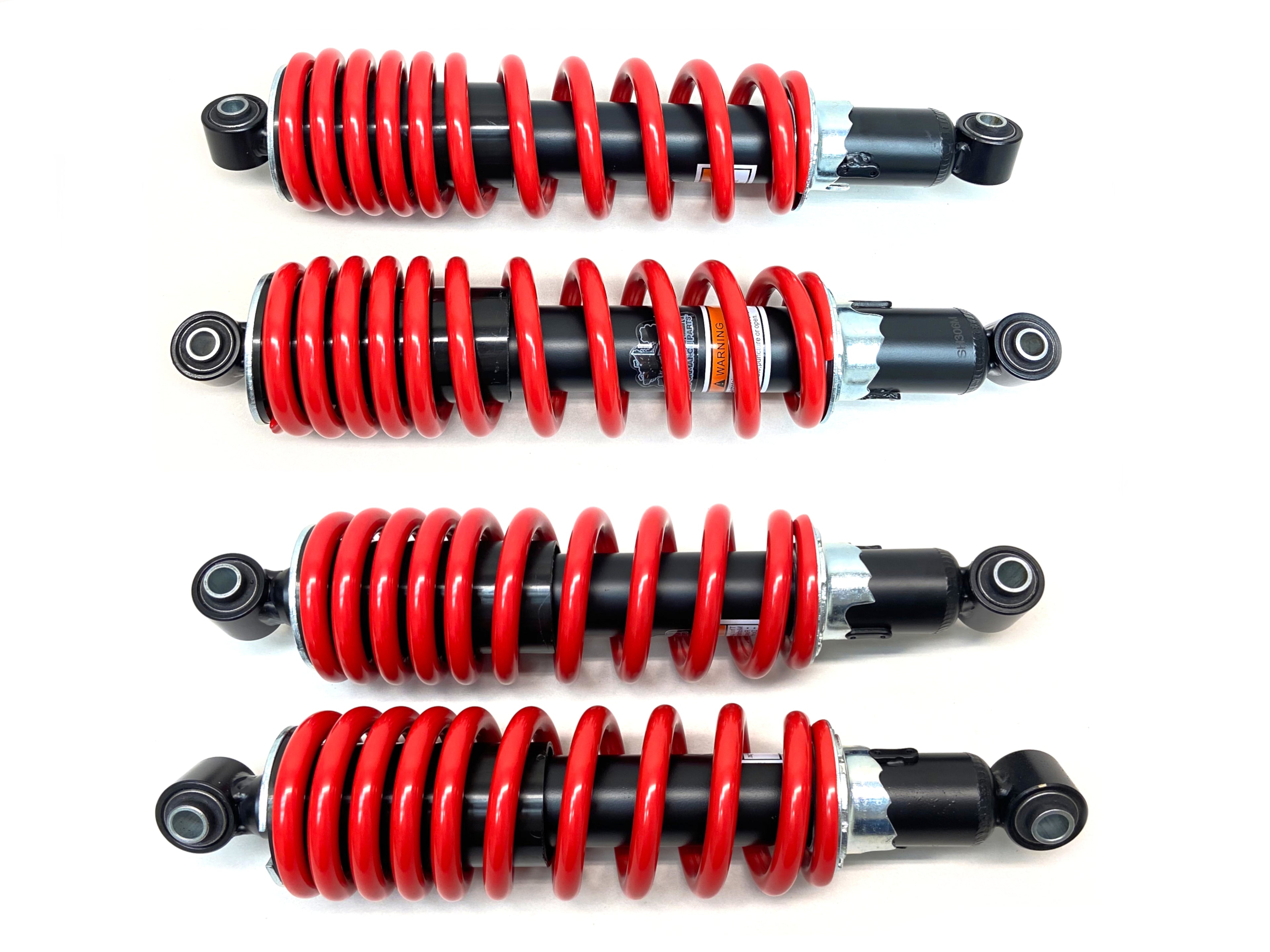 Monster Performance Full Shock Set for Honda Pioneer 500 2017-2021, Front & Rear, Dual Rate, Red, Responsive Handling, Optimal Damping, Quality Tested, Gas-charged, Anti-foam, Anti-shear, Adjustable