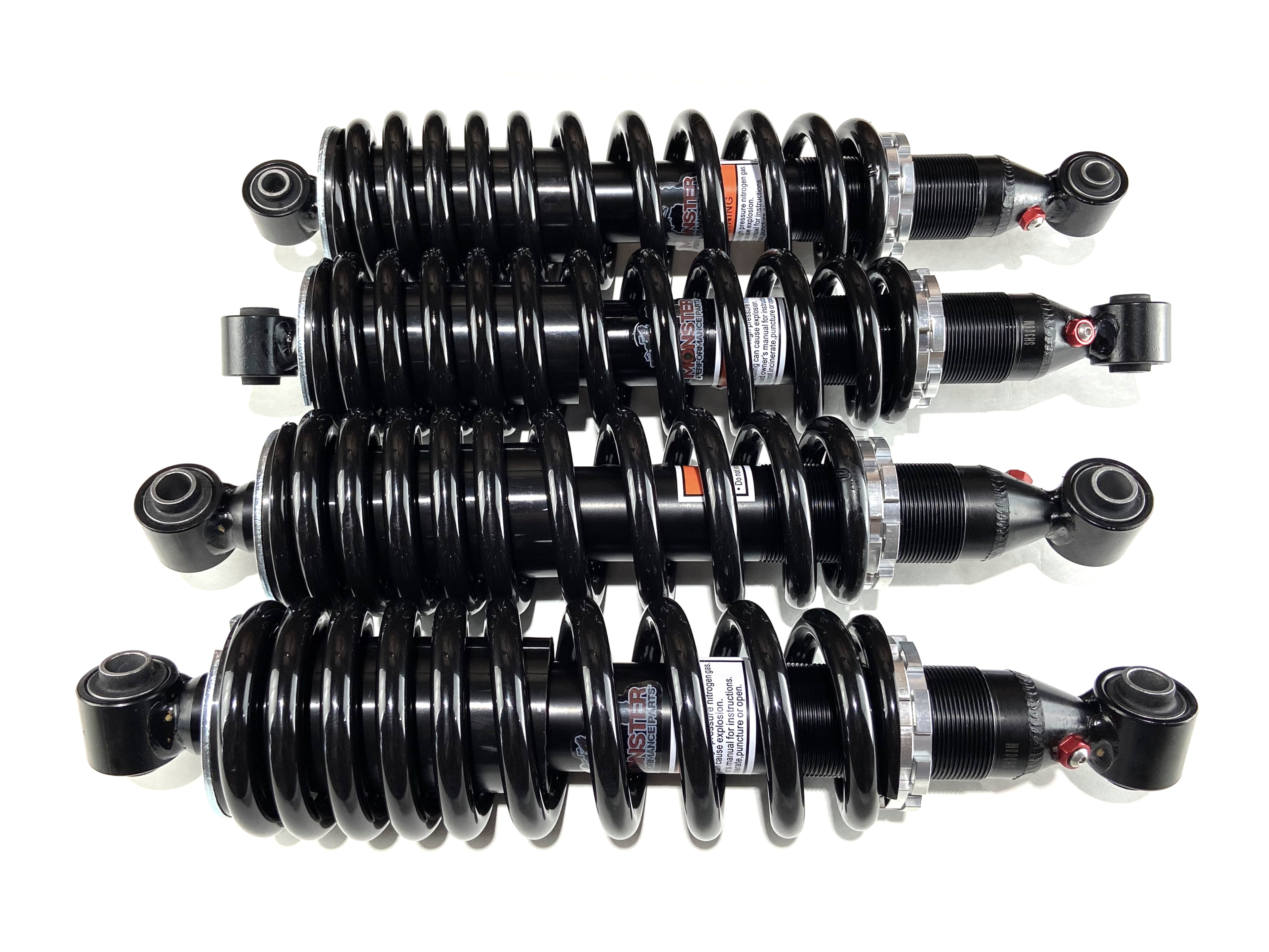 Monster Performance Full Shock Set for Honda Pioneer 500 2017-2021, Front & Rear, Monotube, Dual-Rate, Responsive Handling, Quality Tested, Gas-charged, Anti-foam, Anti-shear, Adjustable 1
